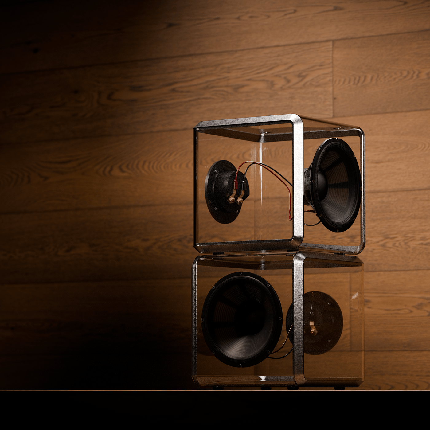 loudspeaker box，Cube，cgi，Simple design，