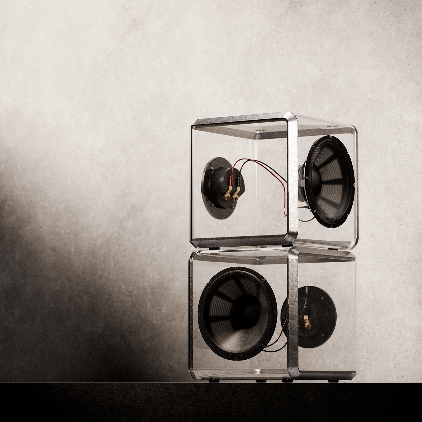 loudspeaker box，Cube，cgi，Simple design，