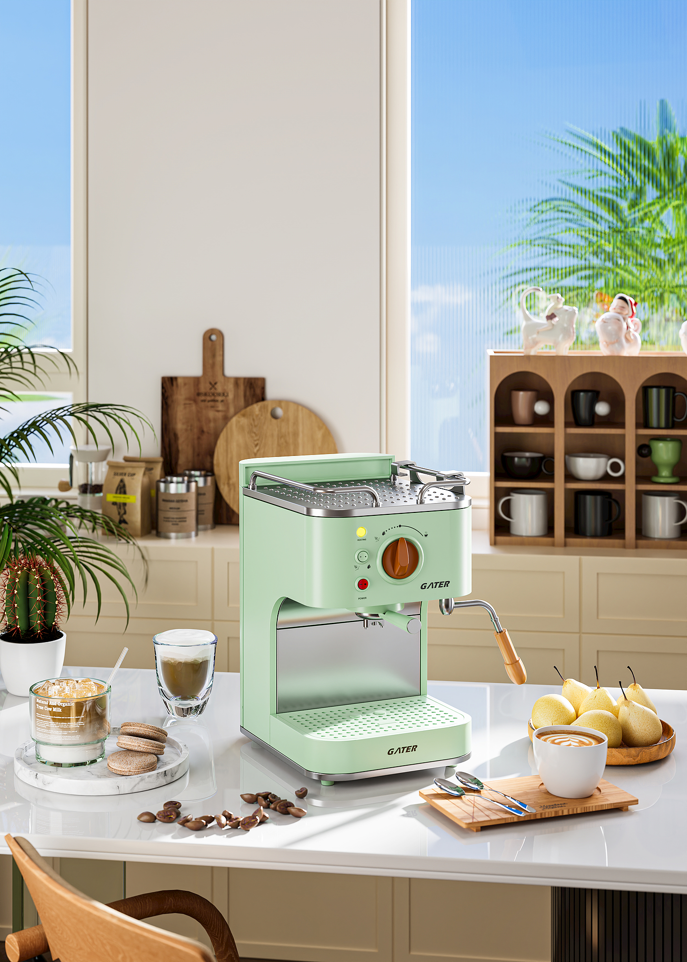 ks，cr，Coffee machine，Scene rendering，Copy a set of coffee machine rendering exercises，