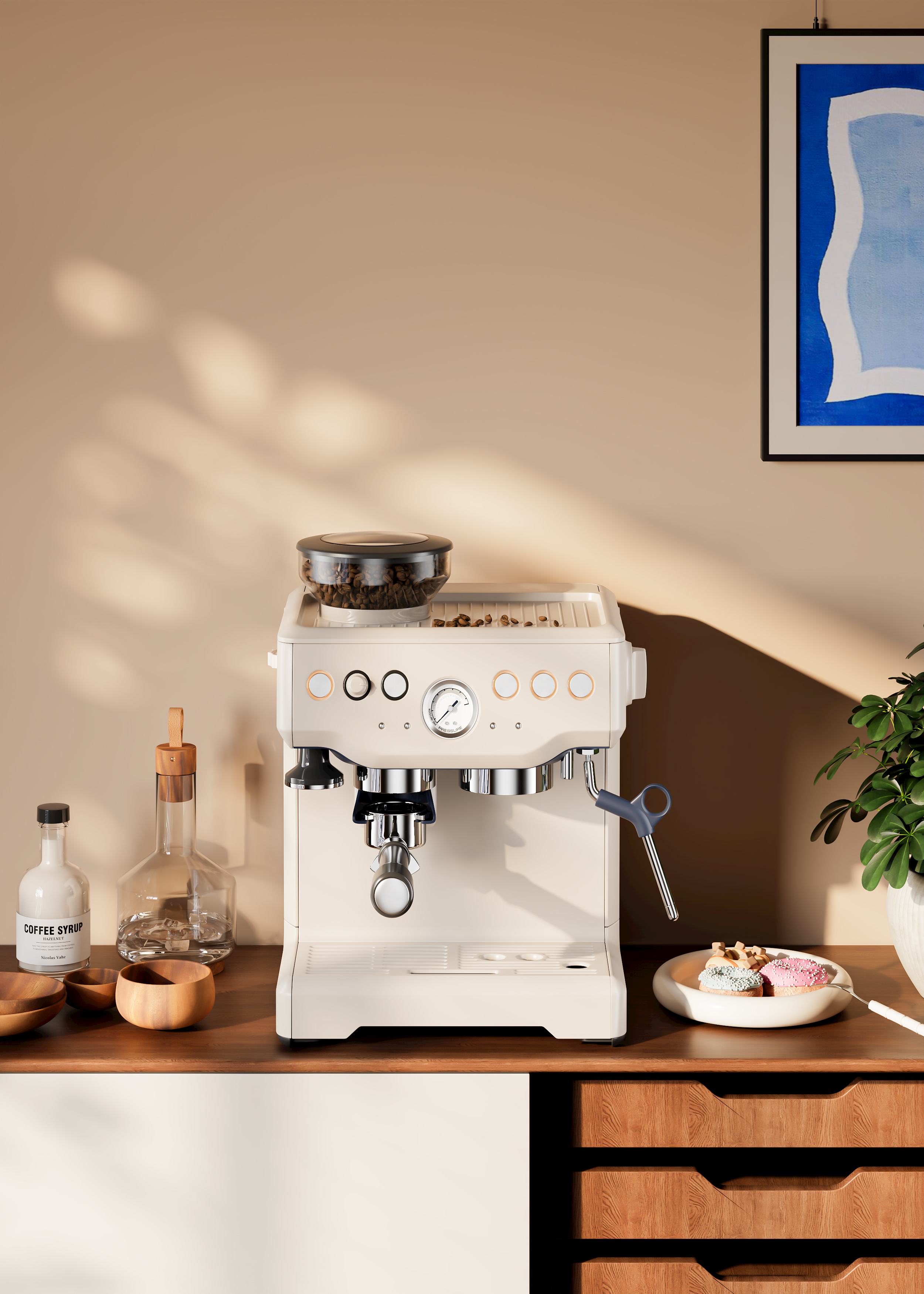 ks，cr，Coffee machine，Scene rendering，Copy a set of coffee machine rendering exercises，