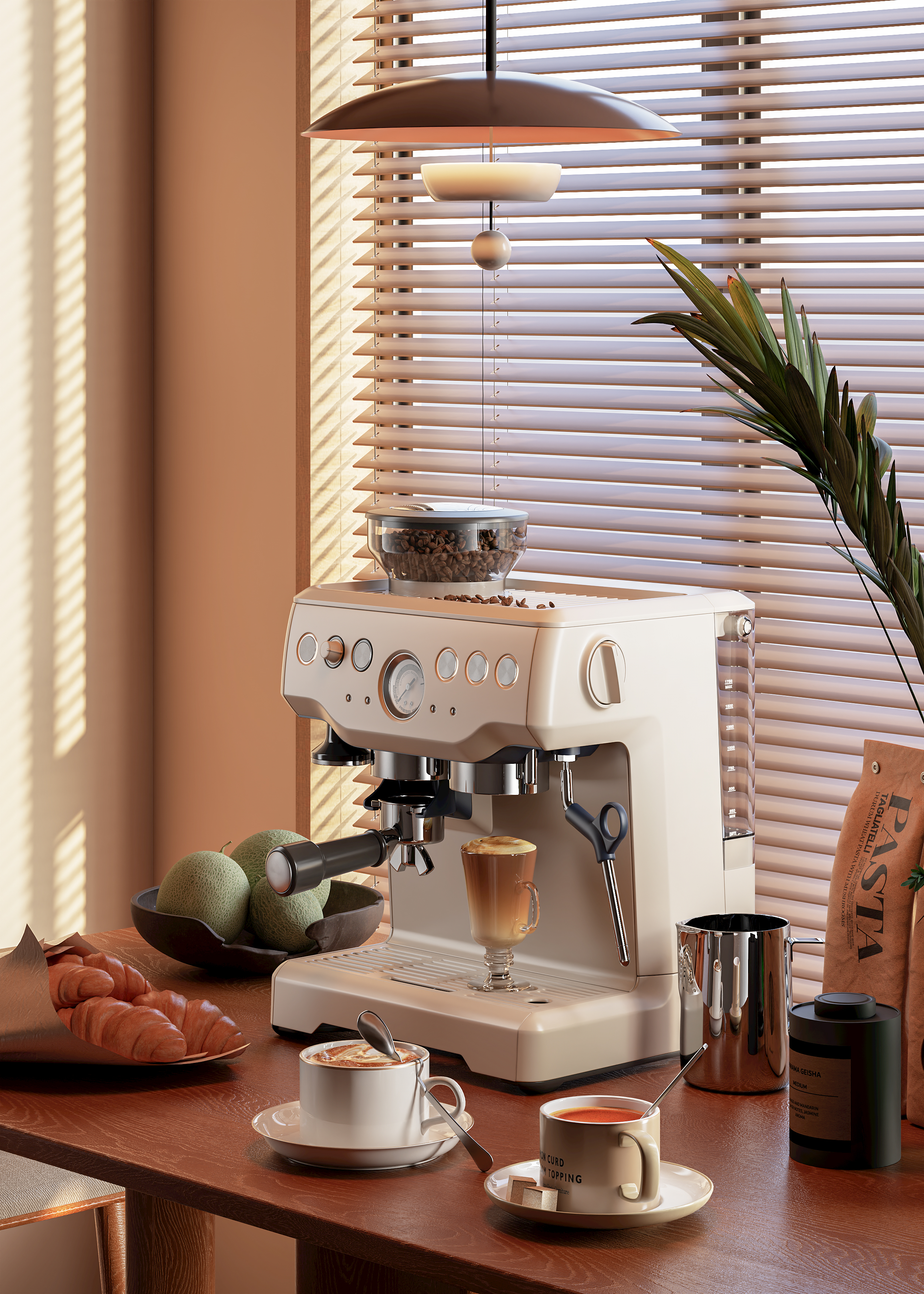 ks，cr，Coffee machine，Scene rendering，Copy a set of coffee machine rendering exercises，