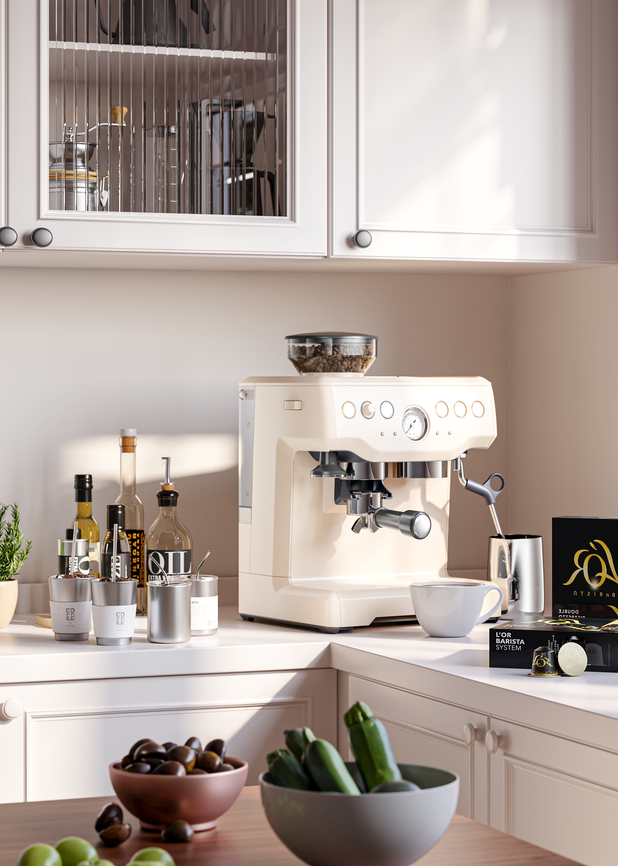 ks，cr，Coffee machine，Scene rendering，Copy a set of coffee machine rendering exercises，