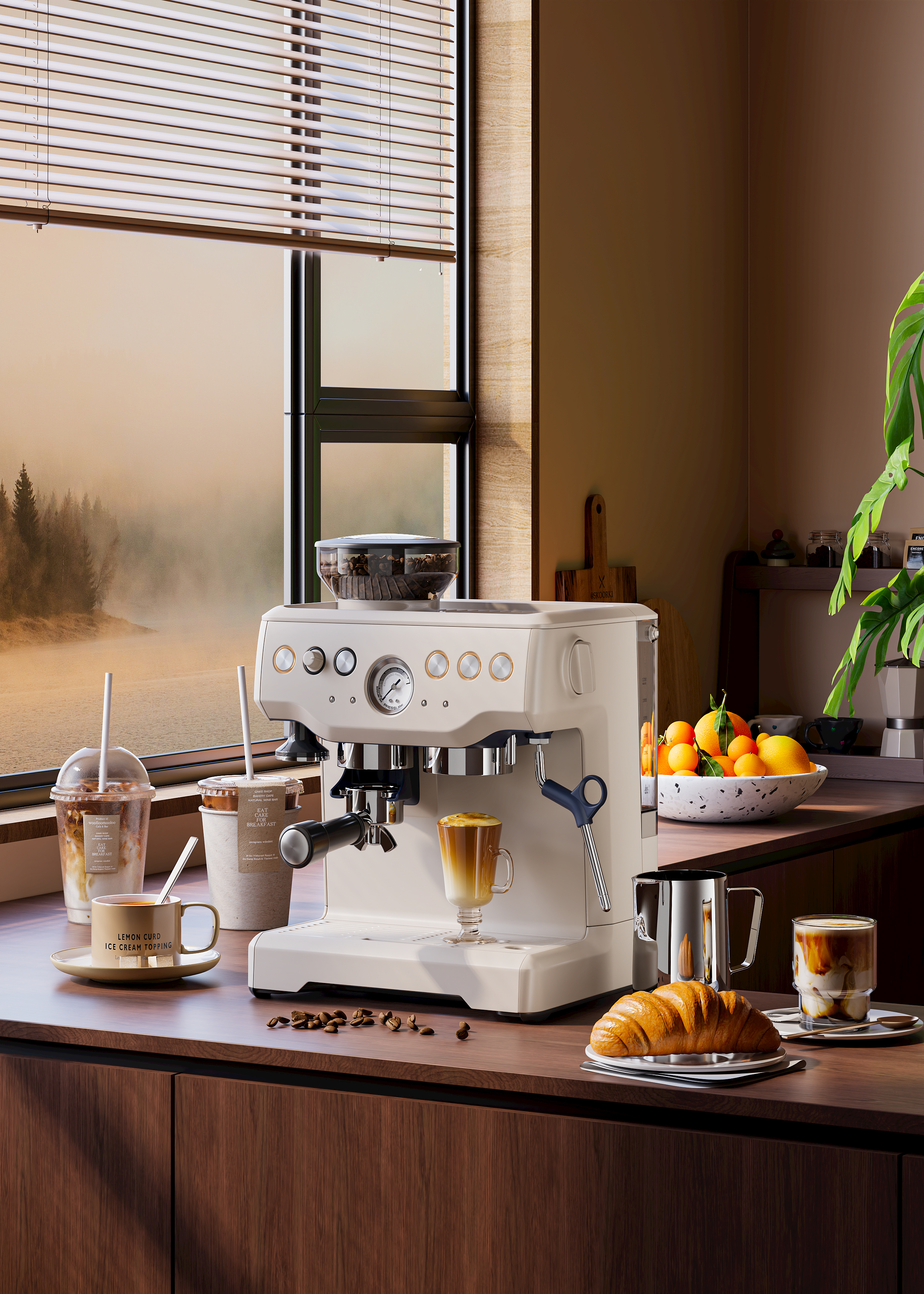 ks，cr，Coffee machine，Scene rendering，Copy a set of coffee machine rendering exercises，