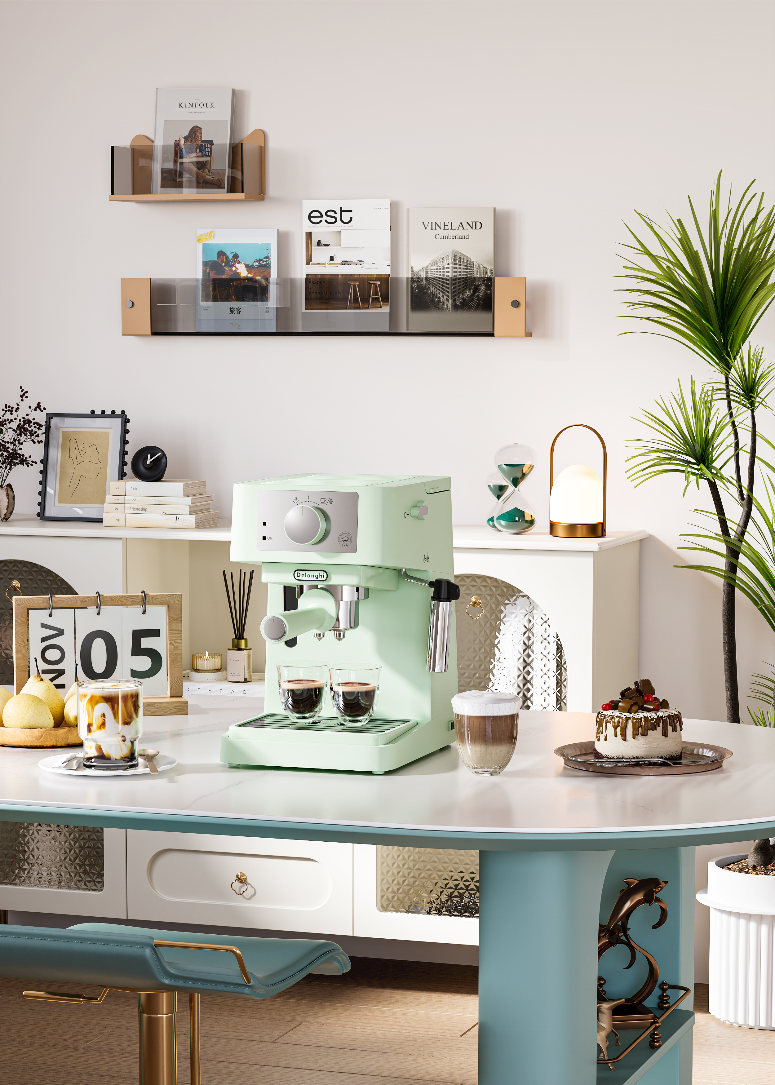 ks，cr，Coffee machine，Scene rendering，Copy a set of coffee machine rendering exercises，