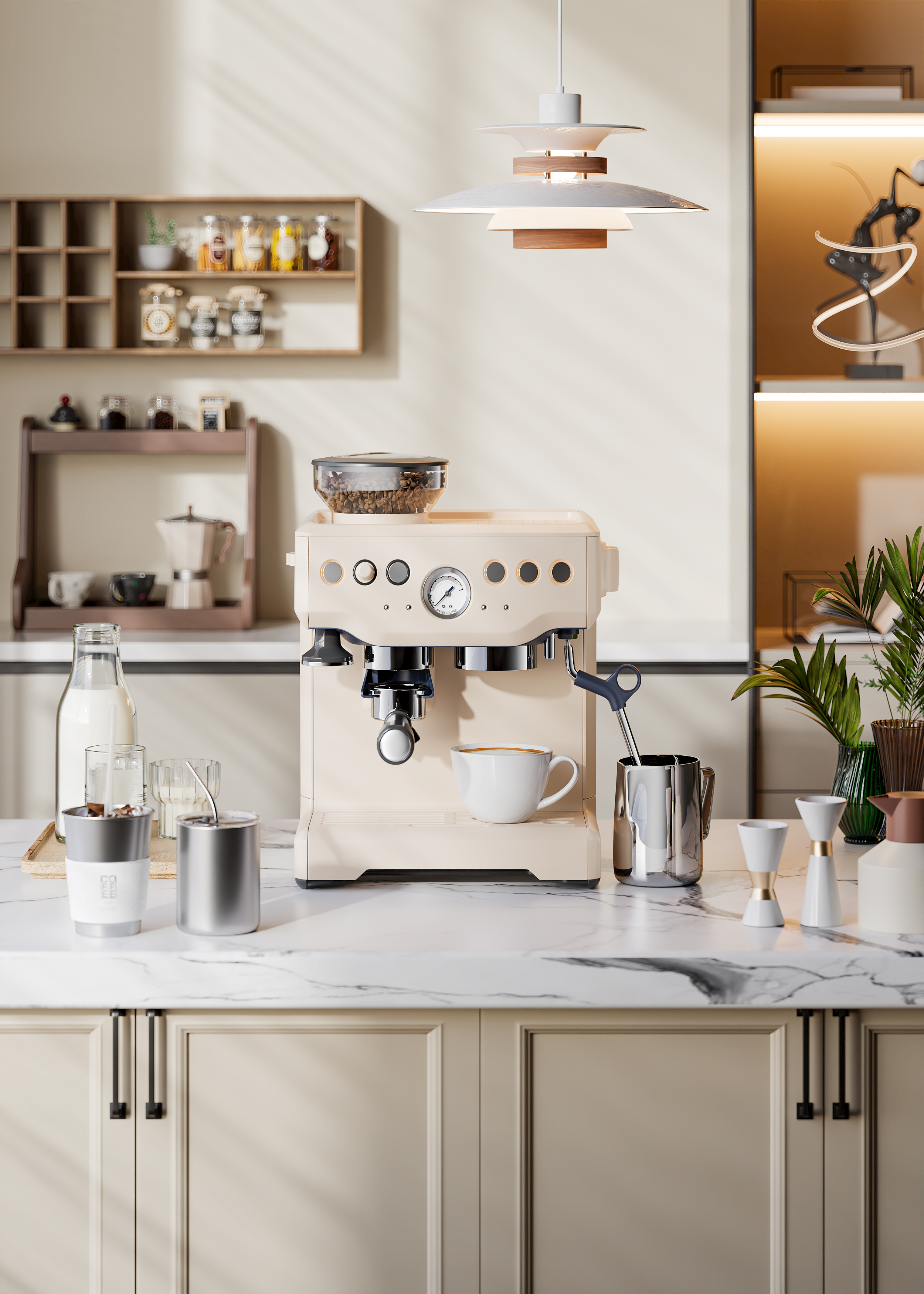 ks，cr，Coffee machine，Scene rendering，Copy a set of coffee machine rendering exercises，