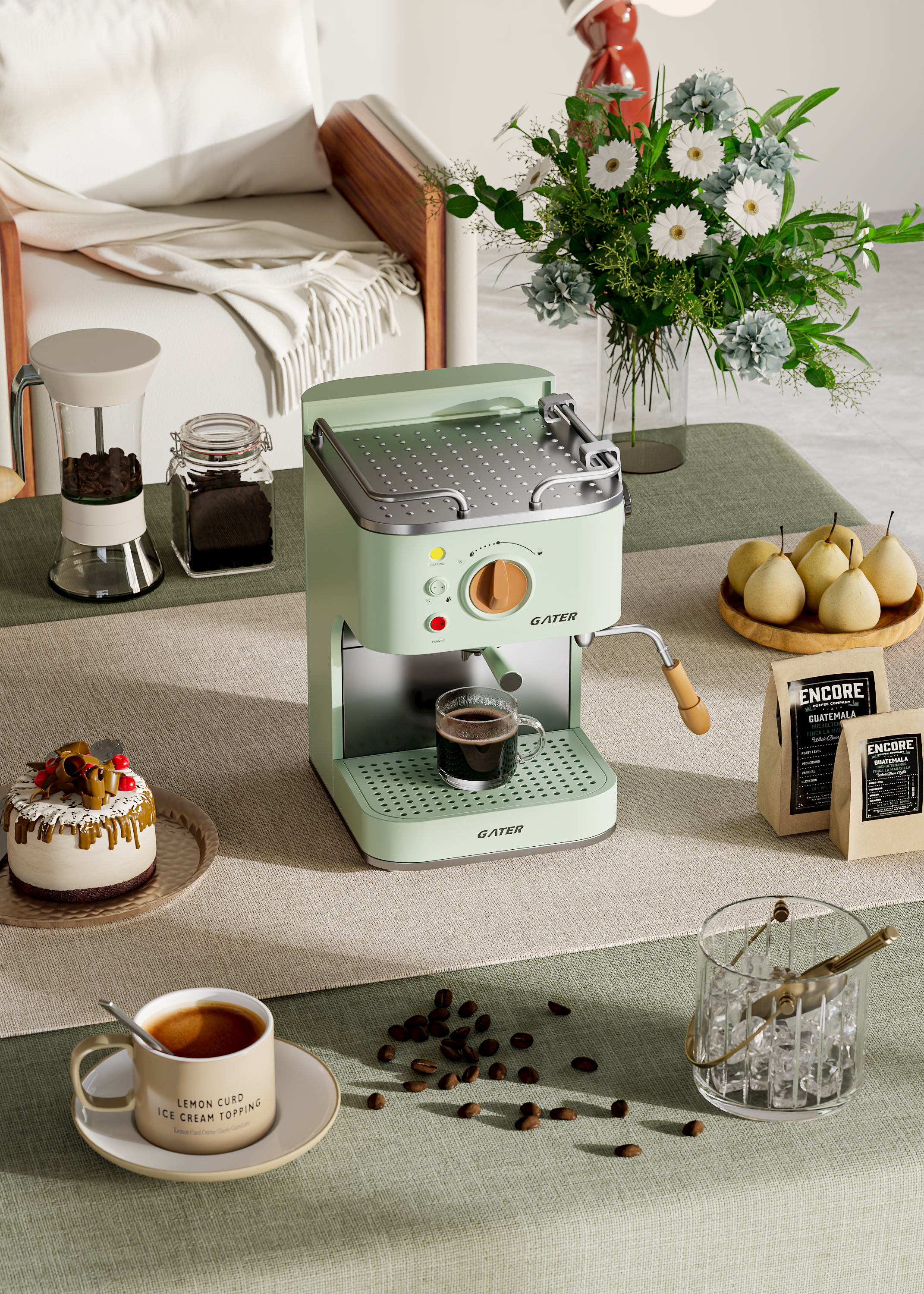 ks，cr，Coffee machine，Scene rendering，Copy a set of coffee machine rendering exercises，