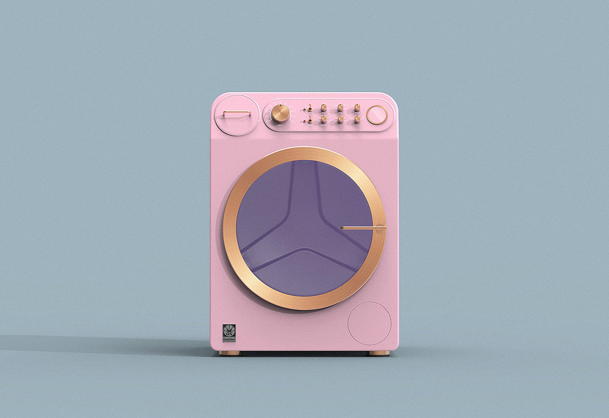 Washing machine，pinkycolor ，roller，Retro，