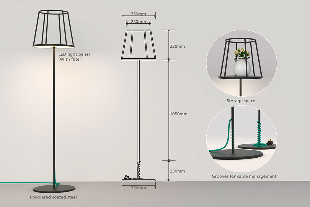 Floor lamp，silhouette，Metal strip，Kevin Chiam，led，