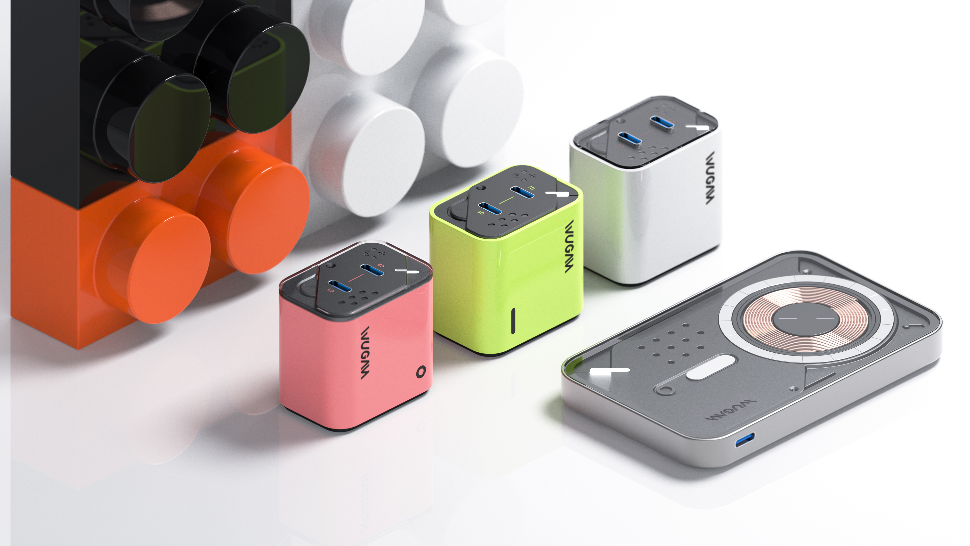 Magnetic charging treasure，Geometric composition，