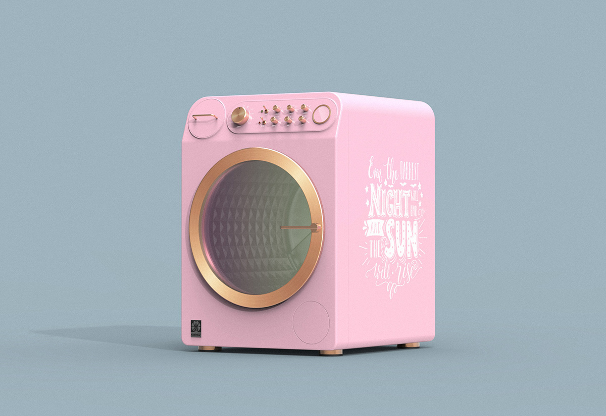 Washing machine，pinkycolor ，roller，Retro，