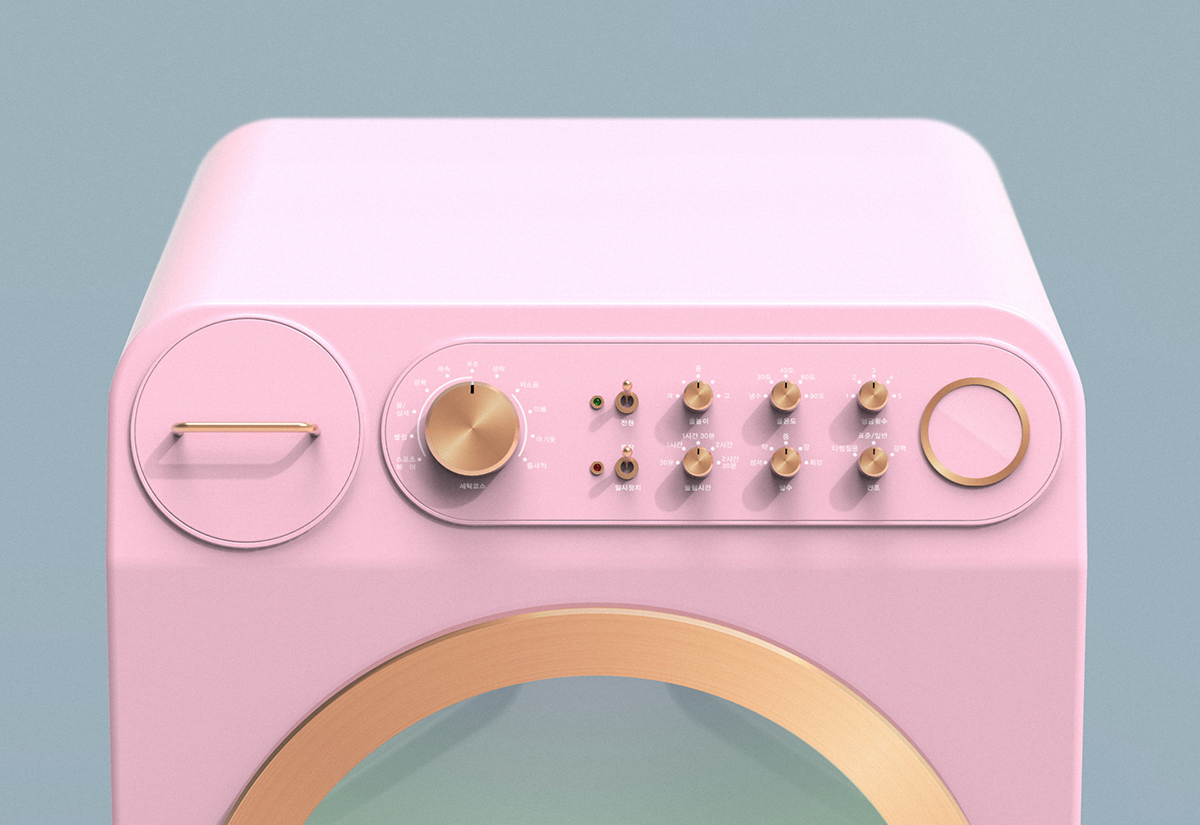 Washing machine，pinkycolor ，roller，Retro，