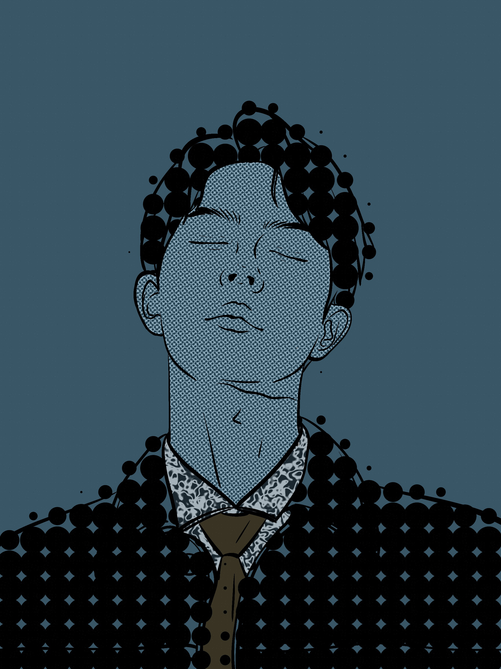 character，Line drawing，painting，draw，Ubee ，Procreate，black and white，