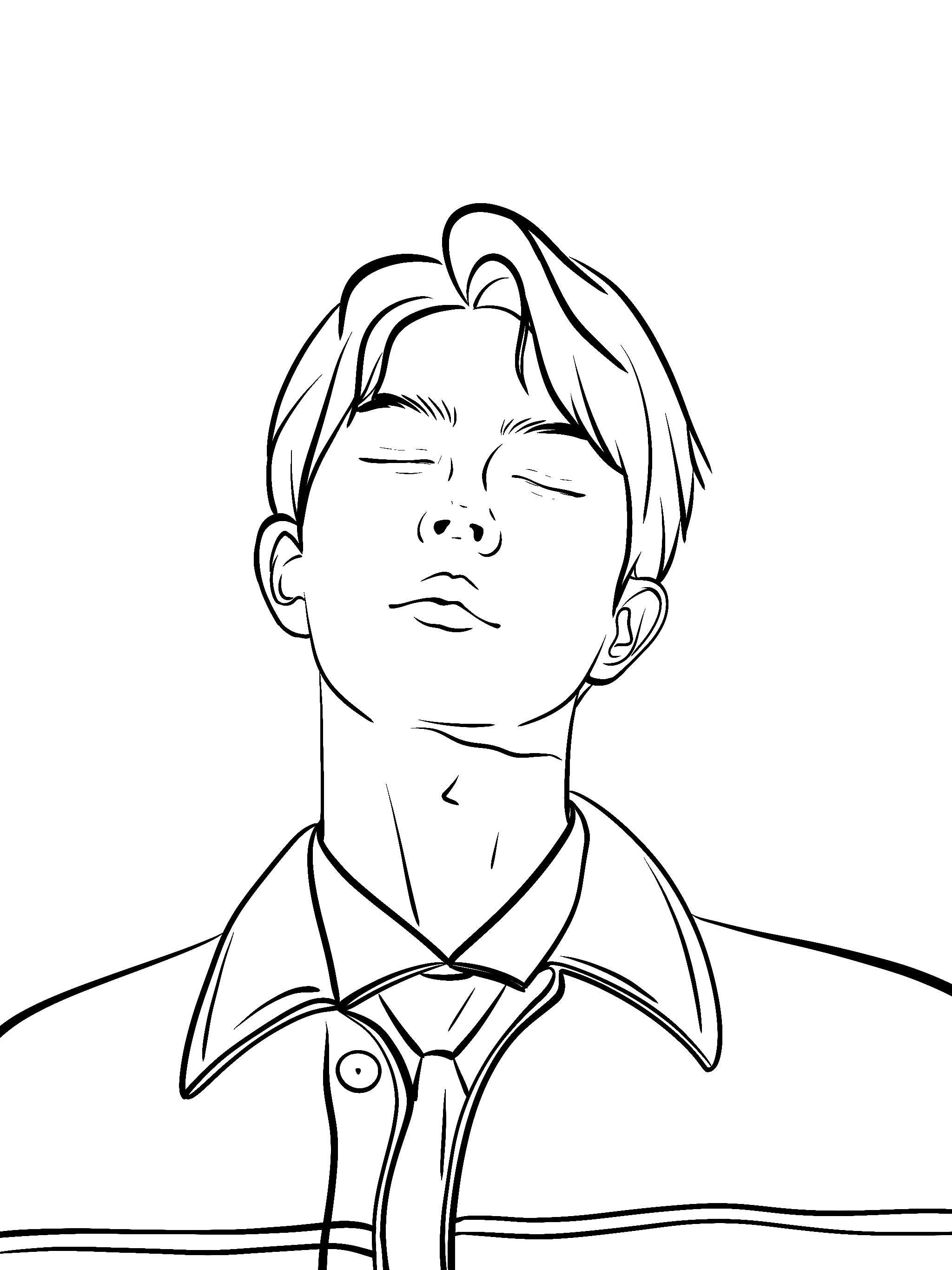 character，Line drawing，painting，draw，Ubee ，Procreate，black and white，