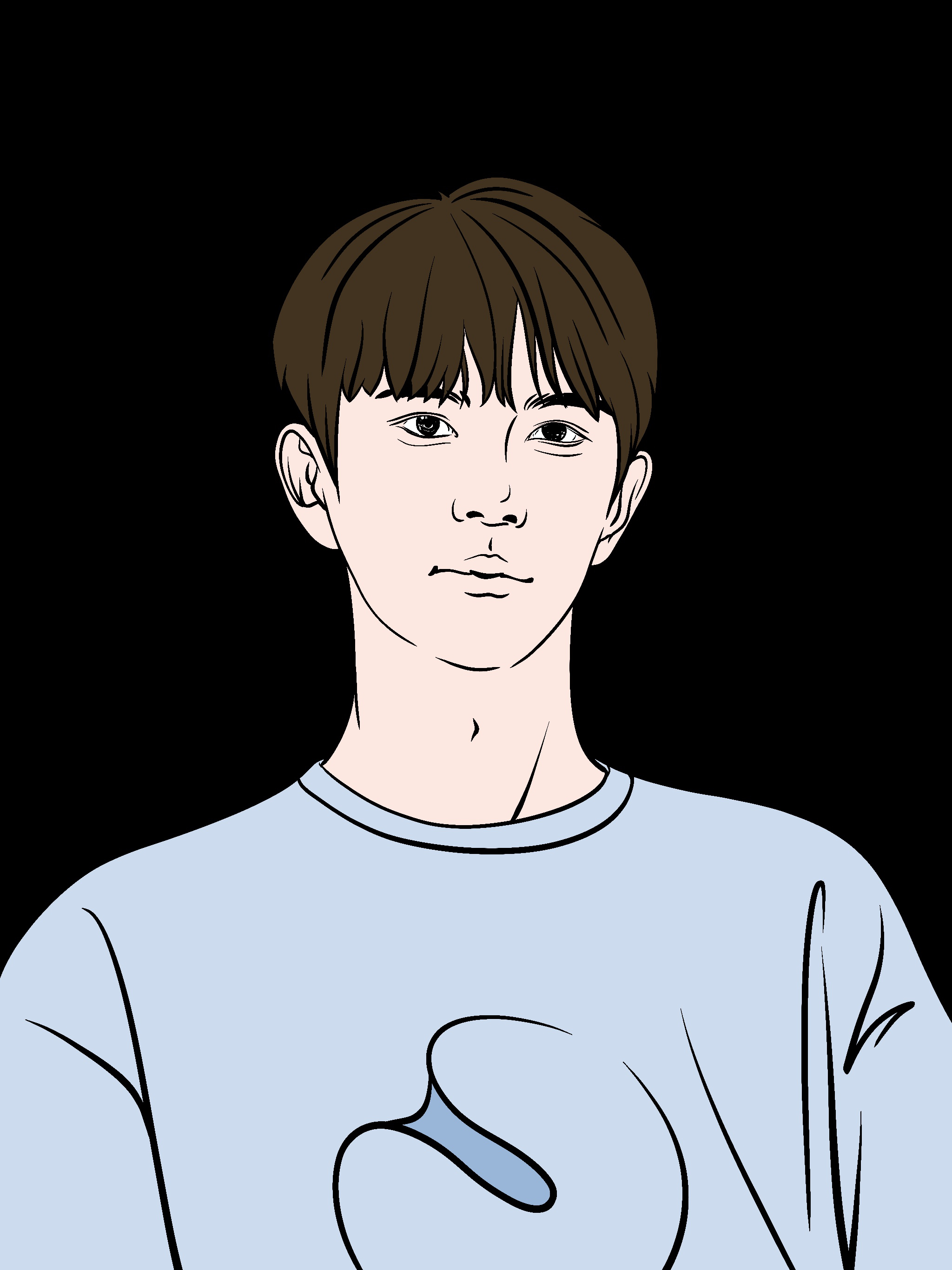 character，Line drawing，painting，draw，Ubee ，Procreate，black and white，