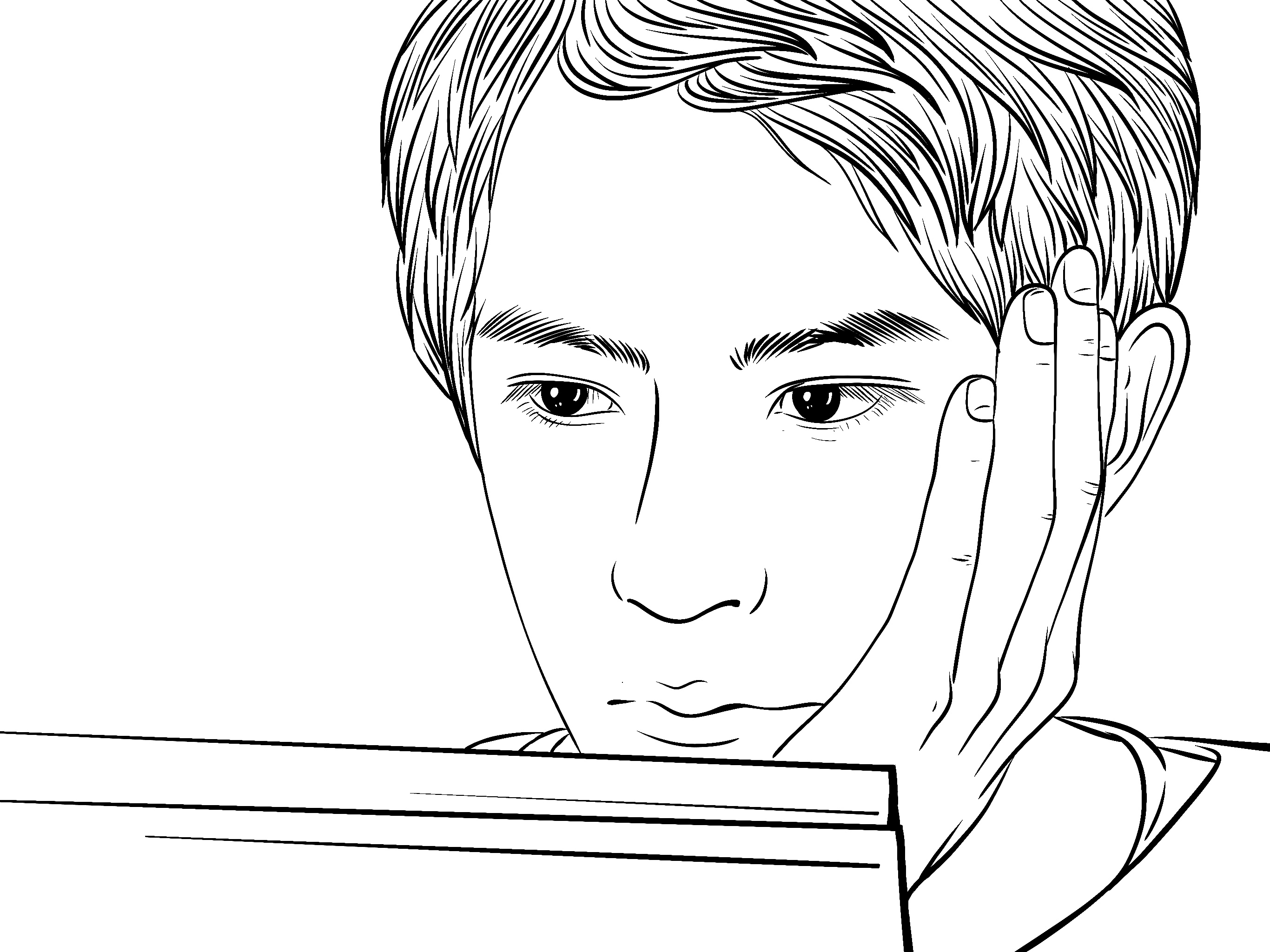 painting，character，Line drawing，black and white，draw，