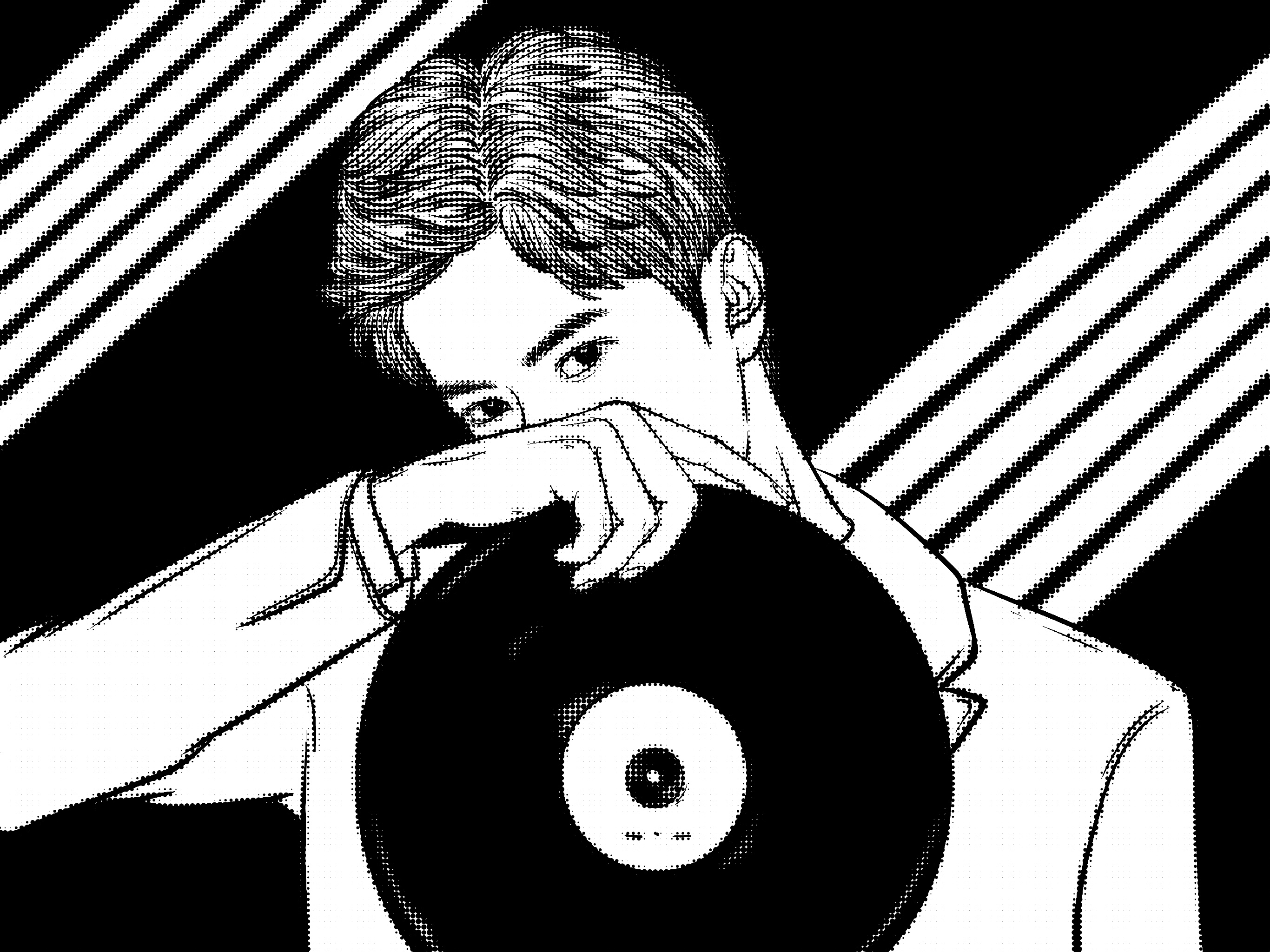 painting，character，Line drawing，black and white，draw，