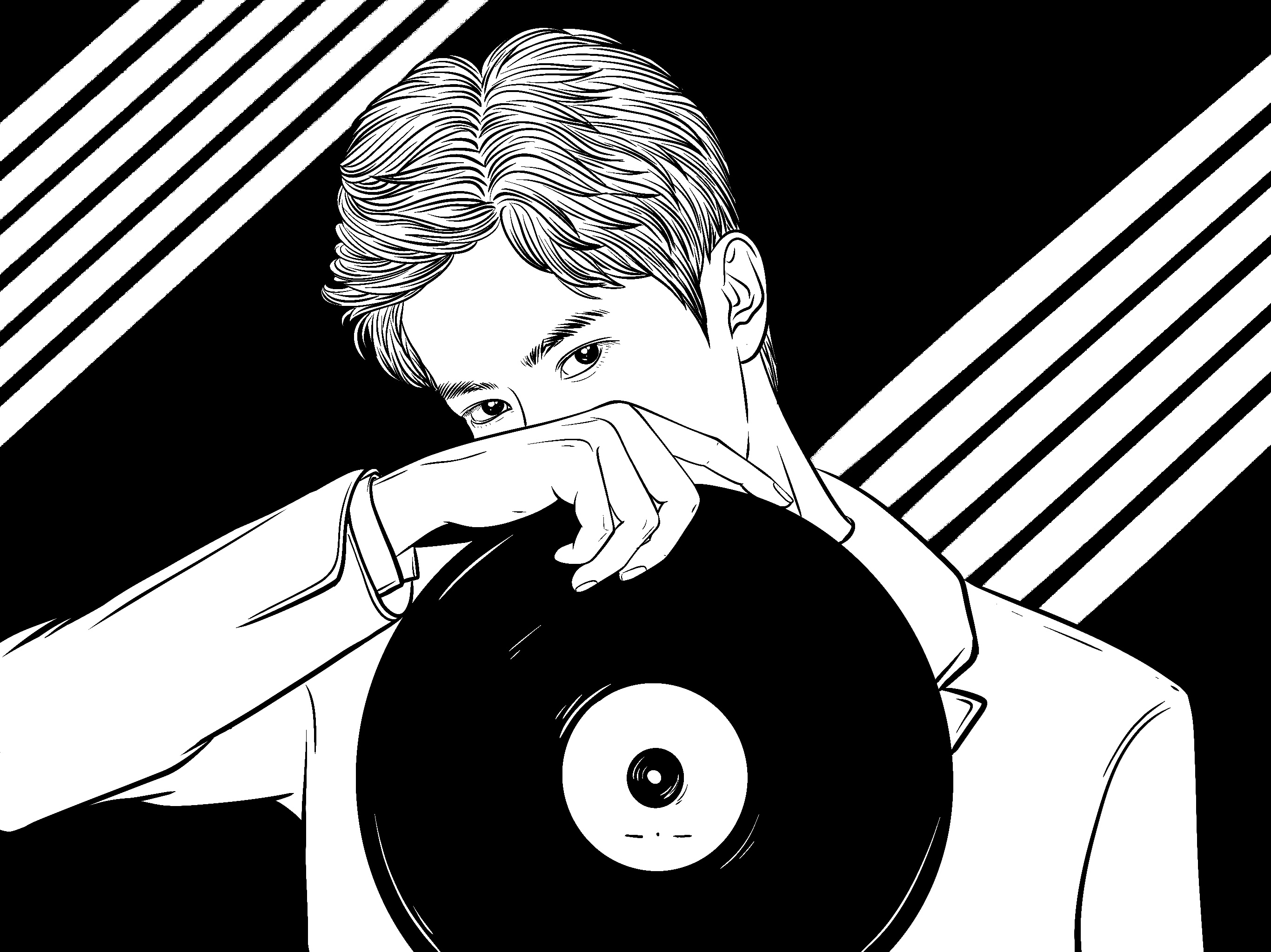 painting，character，Line drawing，black and white，draw，