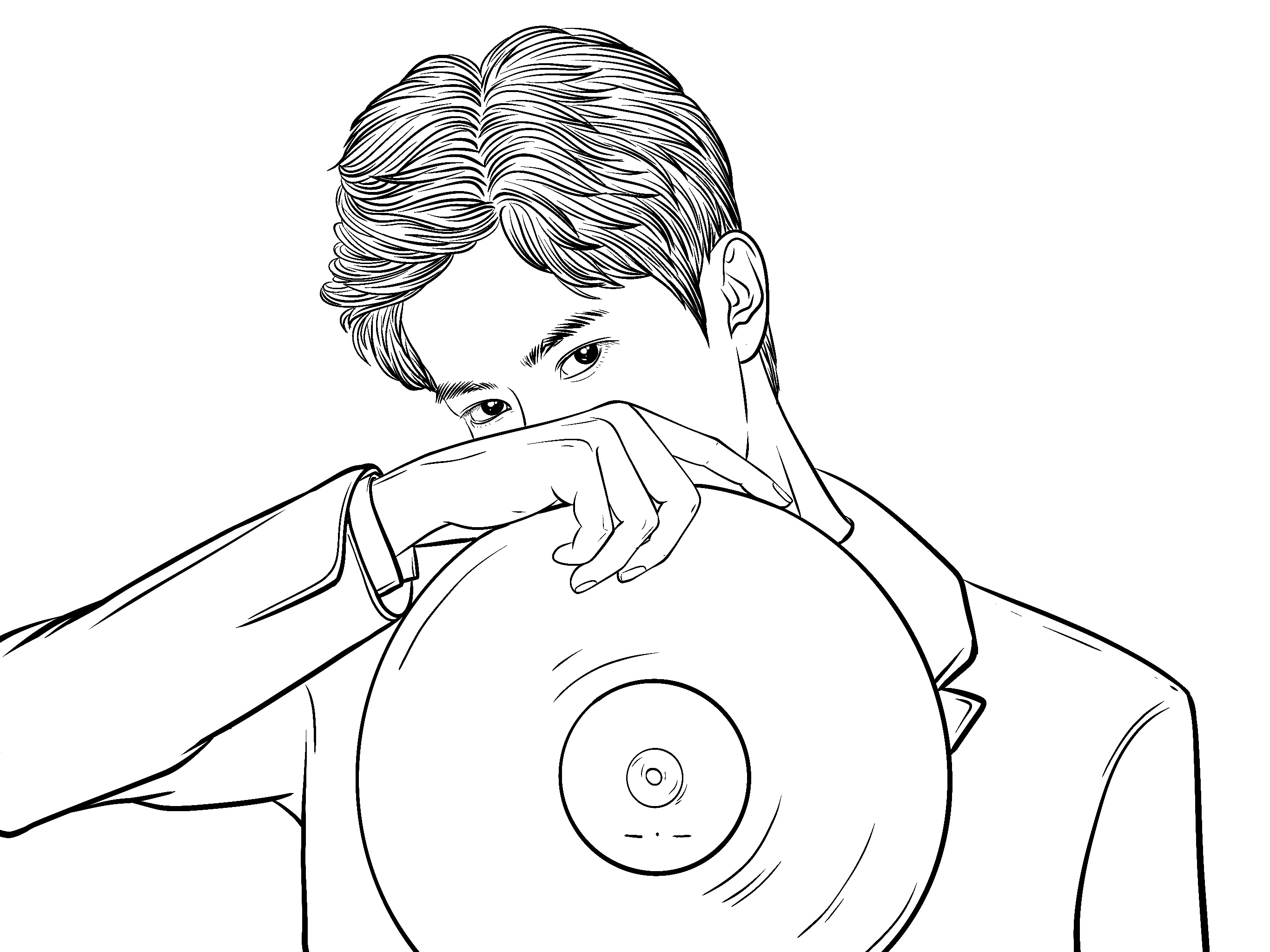 painting，character，Line drawing，black and white，draw，