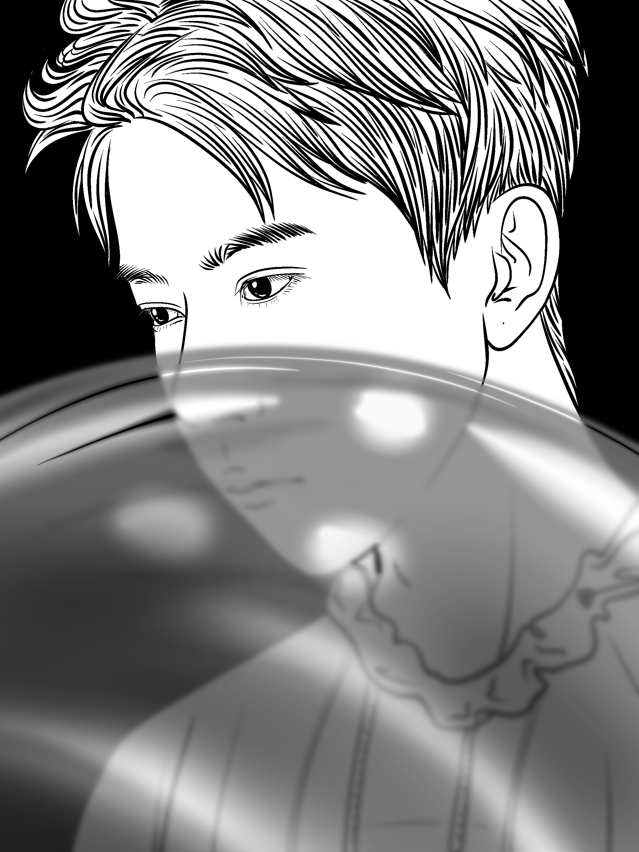 painting，character，Line drawing，black and white，draw，