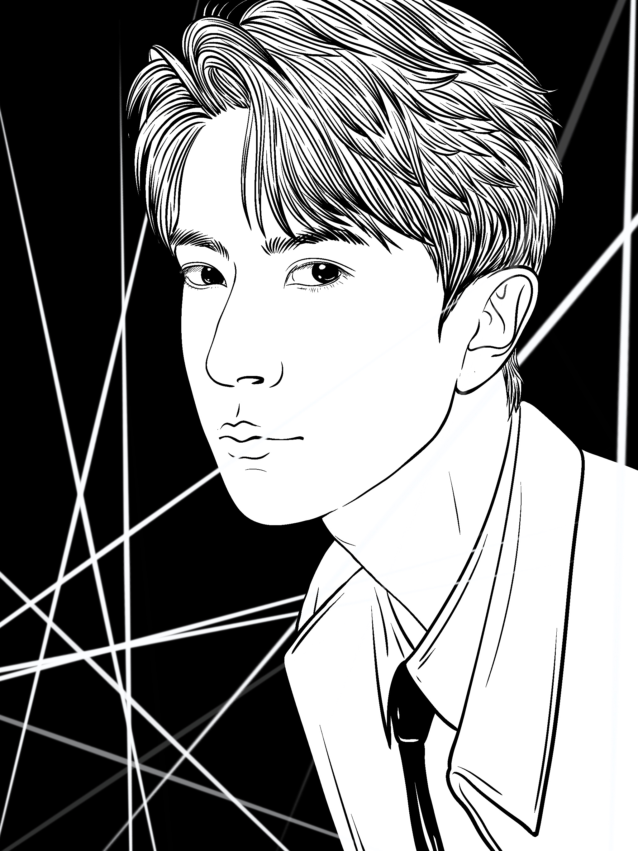 painting，black and white，character，Line drawing，