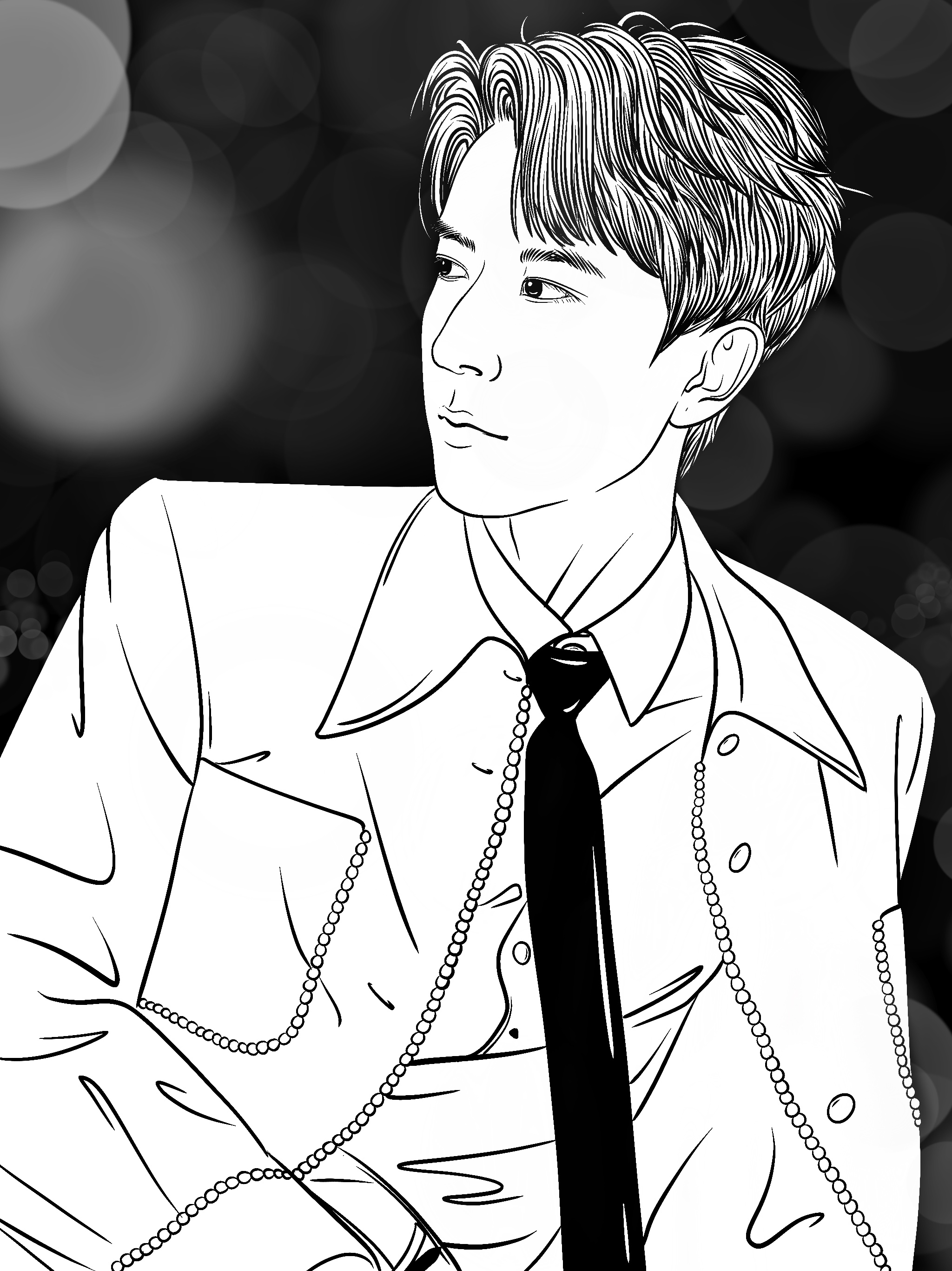 painting，black and white，character，Line drawing，