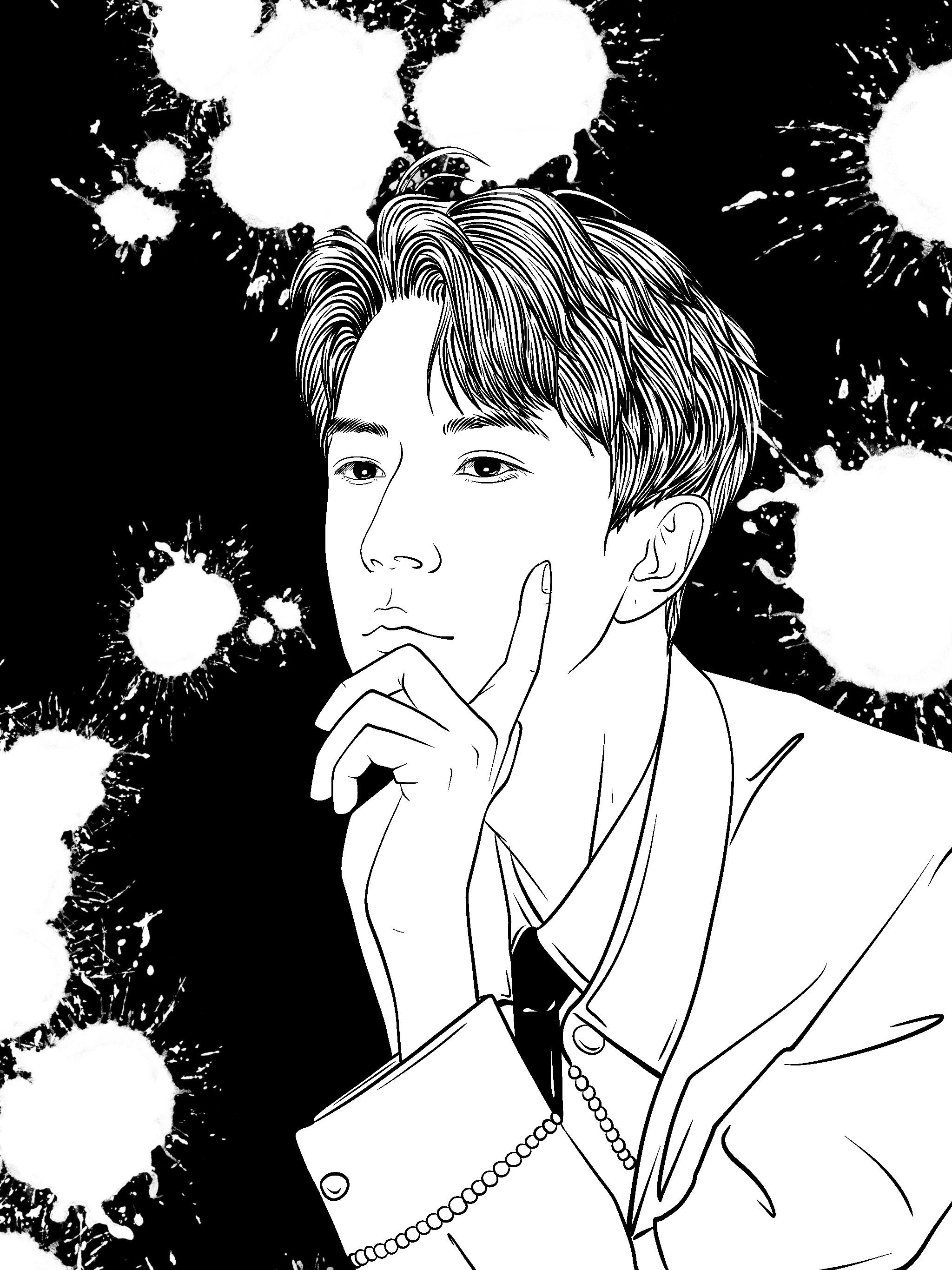 painting，black and white，character，Line drawing，