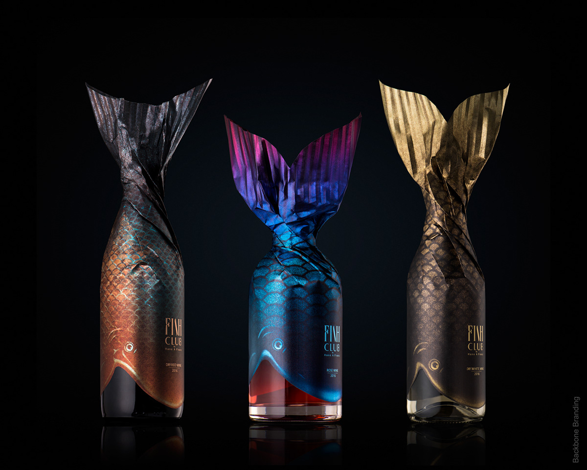 Fish Club Wine，packing design，Bionics Design ，