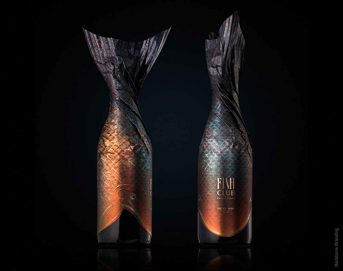 Fish Club Wine，packing design，Bionics Design ，