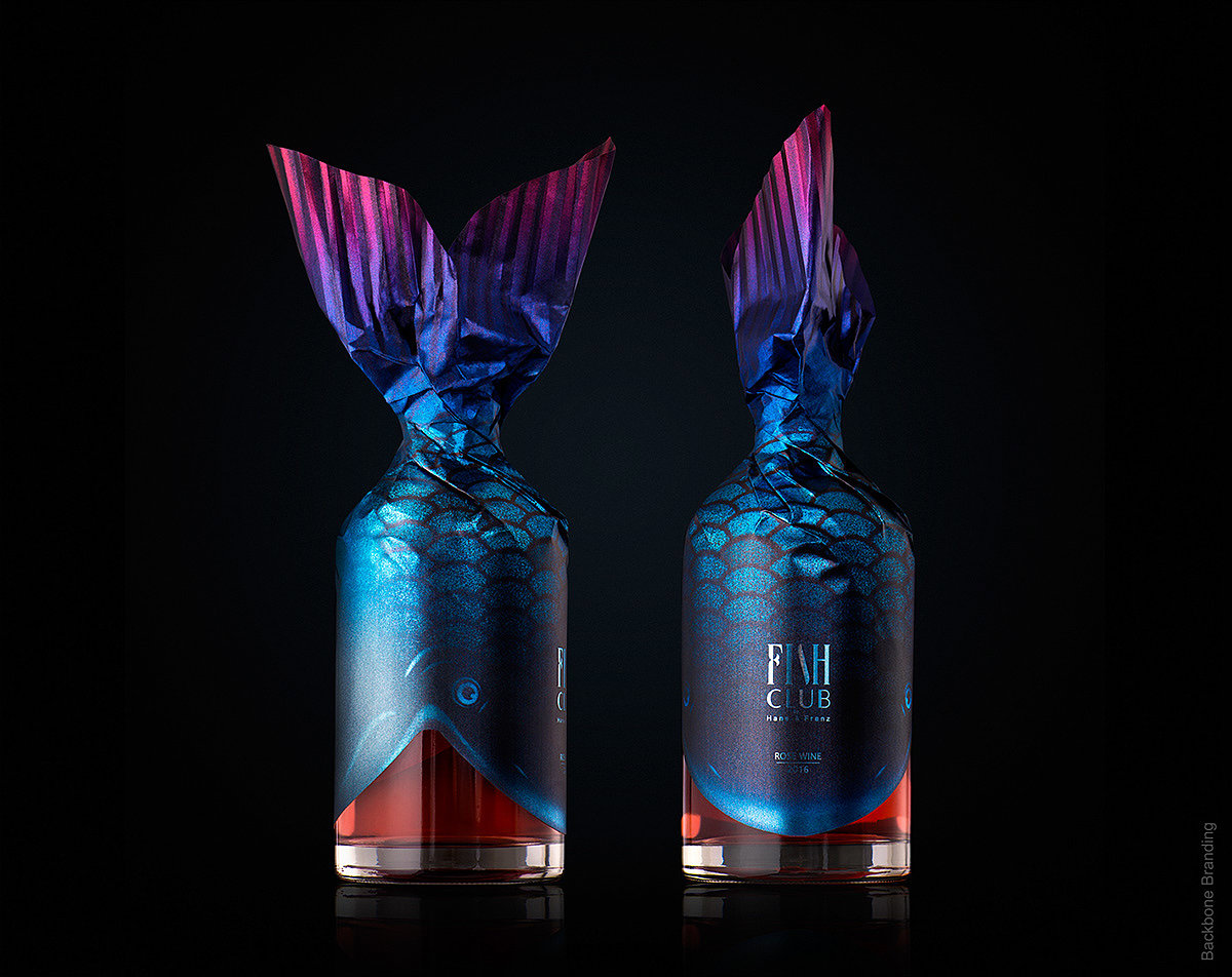Fish Club Wine，packing design，Bionics Design ，