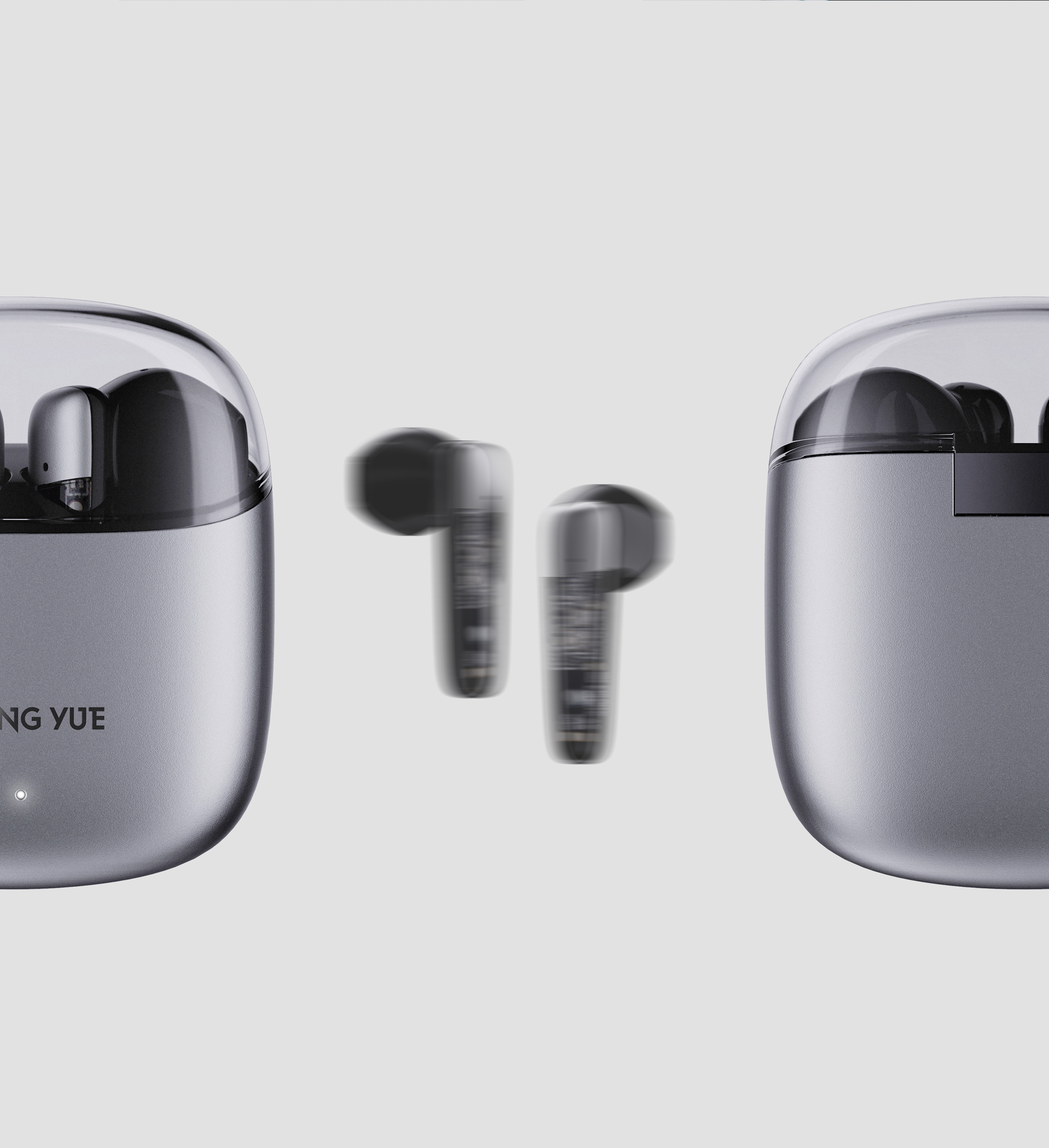 TWS headset，Transparent element，Metallic texture，science and technology，