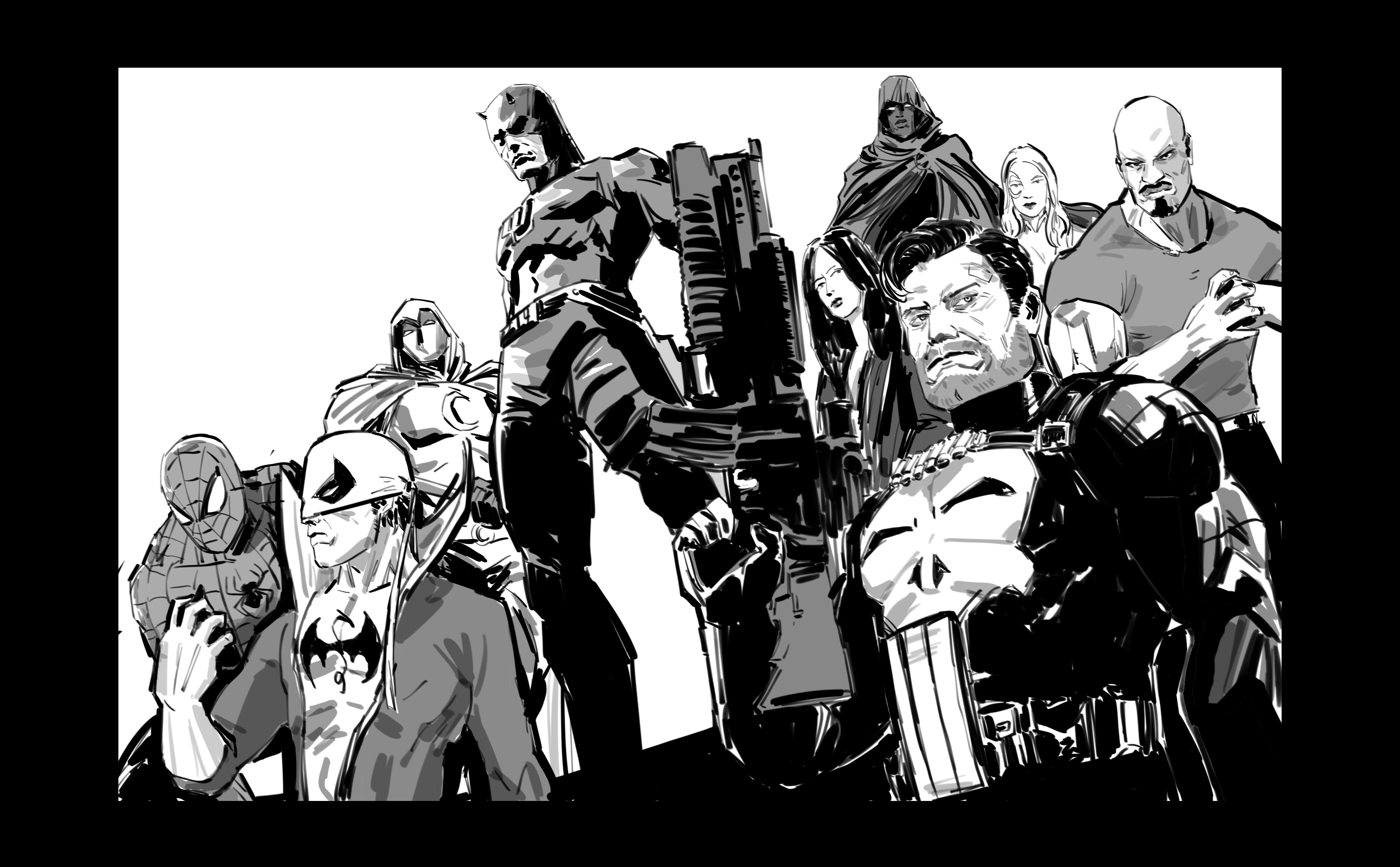 Marvel，Spider-Man，Meiman，cartoon，Daredevil，Design，poster，conceptual design，