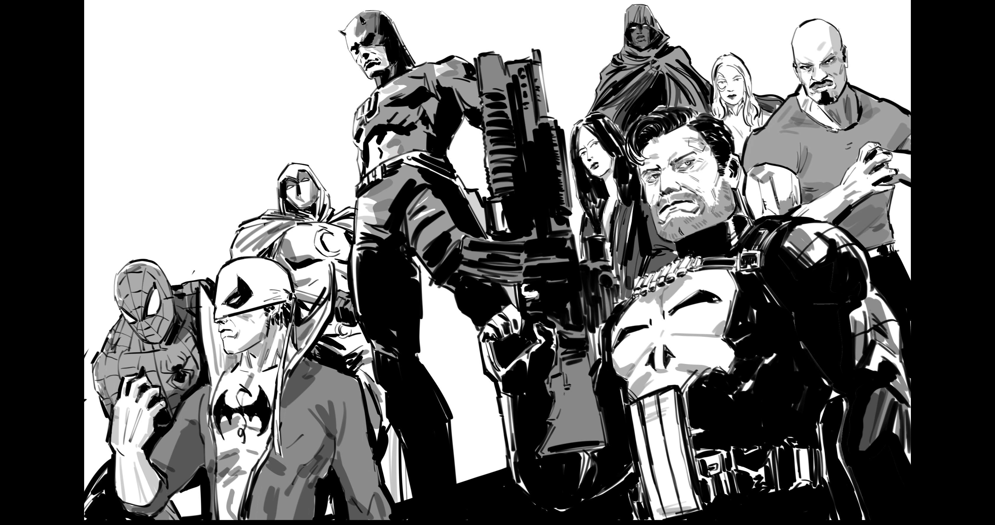 Marvel，Spider-Man，Meiman，cartoon，Daredevil，Design，poster，conceptual design，