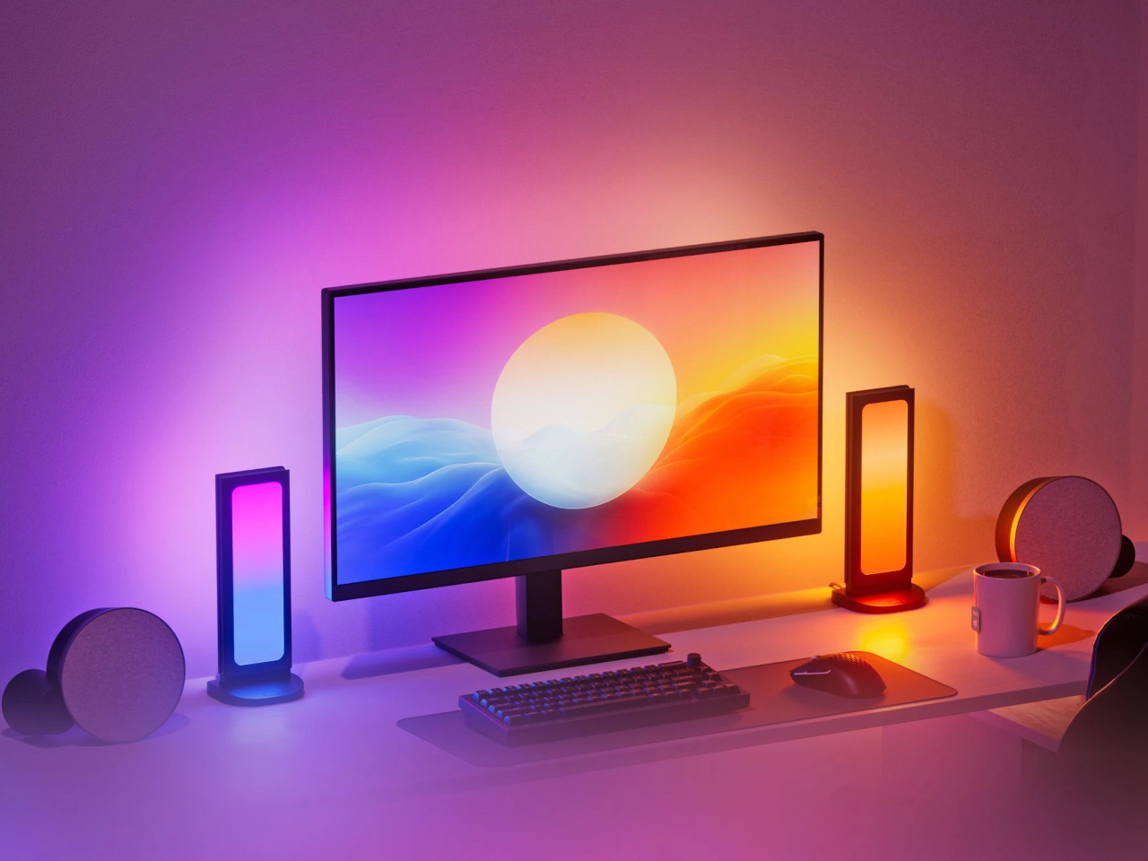 Nanoleaf，Double-sided RGB，Desktop storage，Minimalist Workbench，Tunnel slab，