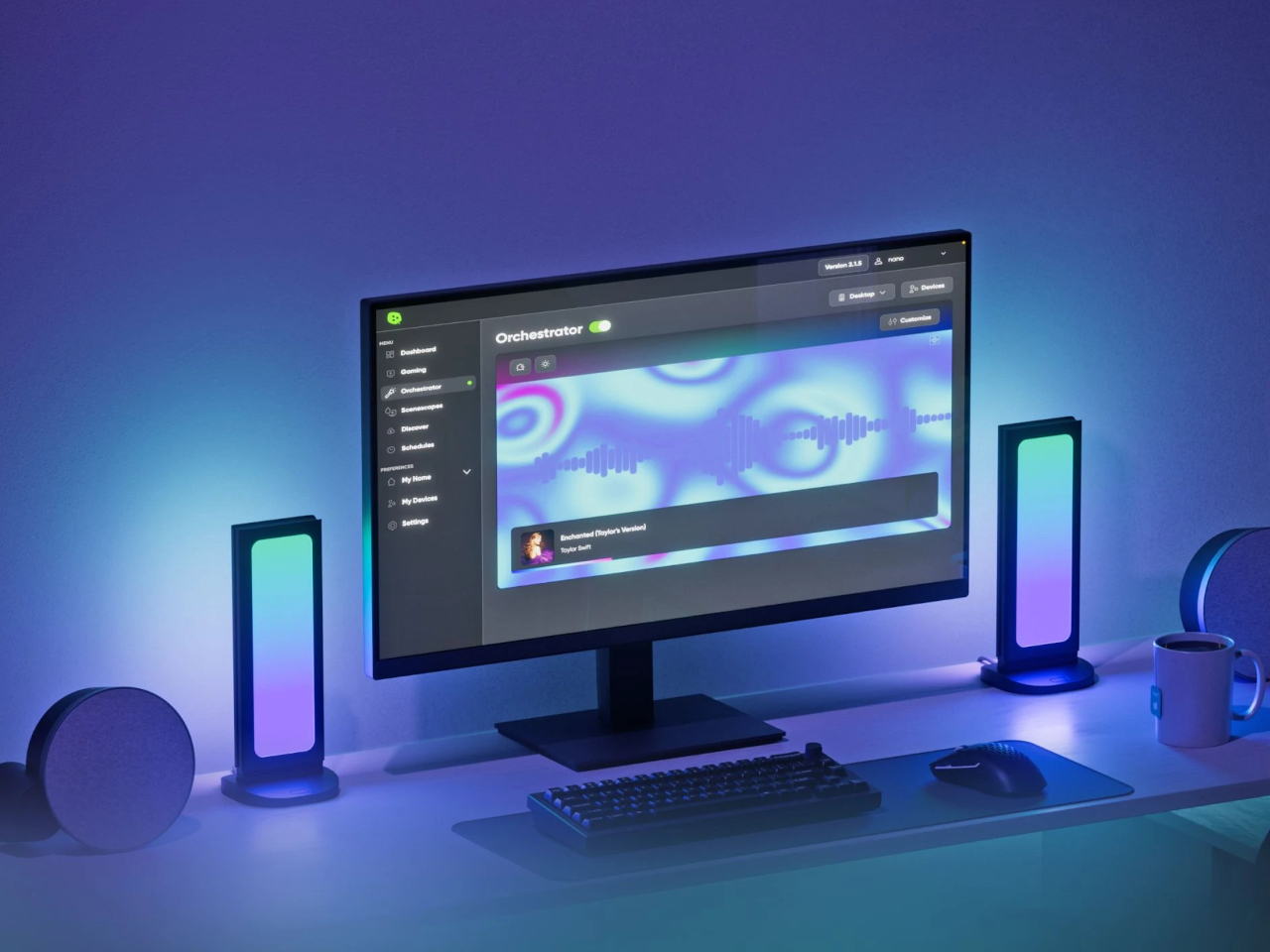 Nanoleaf，Double-sided RGB，Desktop storage，Minimalist Workbench，Tunnel slab，