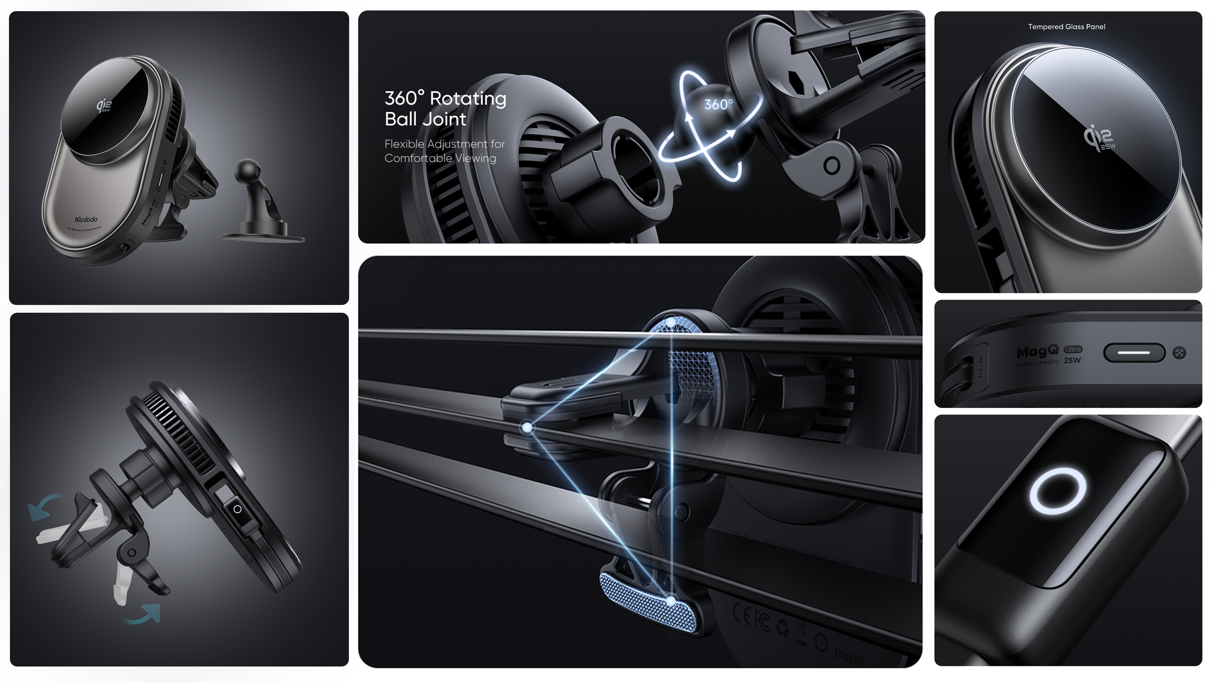 Qi2.2 wireless charging，TEC Semiconductor Active Cooling Technology，Telescopic cable module for retractable storage，Light interaction，Ultra-thin turbo fan，Robust new bracket，Compatible with Apple 17 fast charge，Family design，