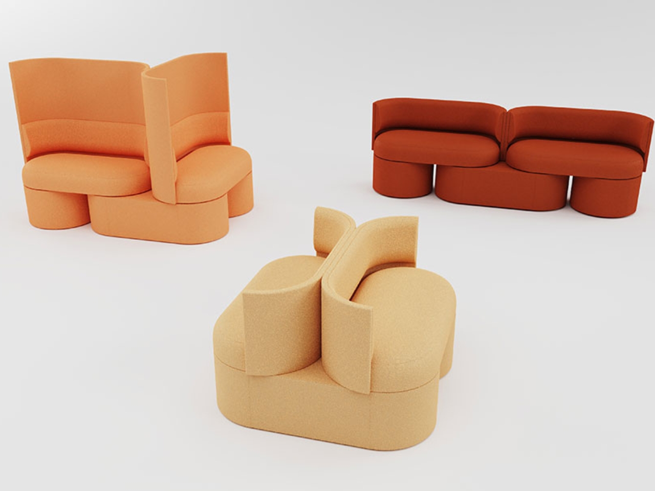 Public Space Furniture，Welfare Furniture，Tate Seat System，Here Now，Modular seat，