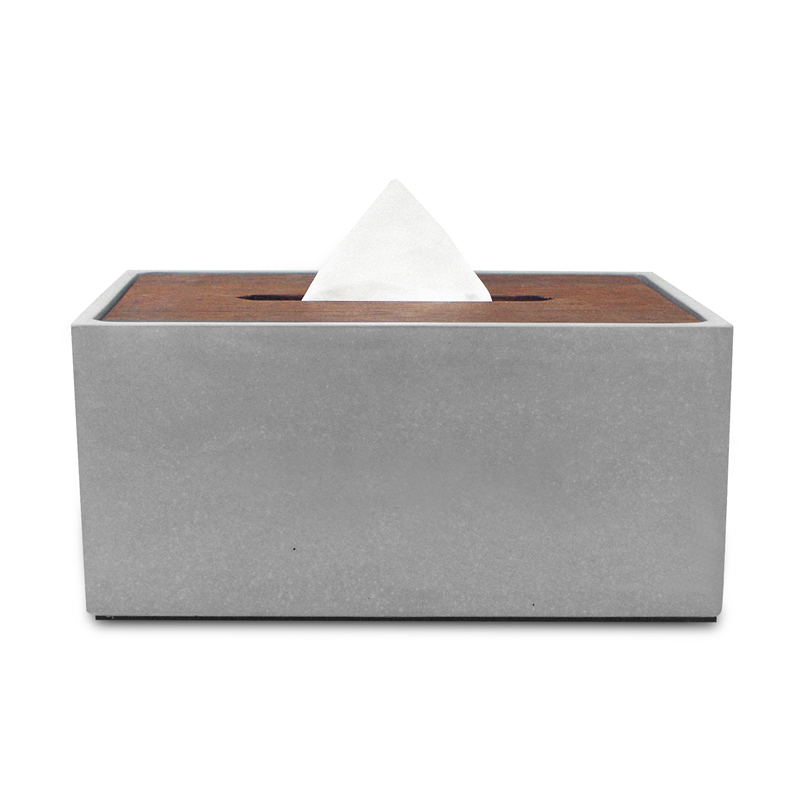 Cement tissue box，Drawer with wooden cover，industrial design，Original manufacturing，Fair faced concrete on the other side，