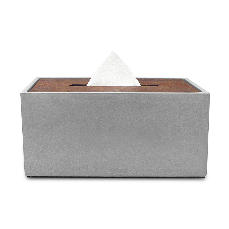 Cement tissue box，Drawer with wooden cover，industrial design，Original manufacturing，Fair faced concrete on the other side，