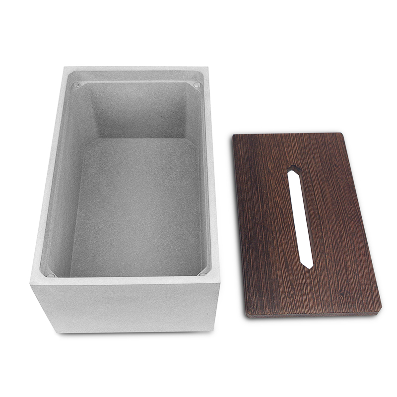 Cement tissue box，Drawer with wooden cover，industrial design，Original manufacturing，Fair faced concrete on the other side，