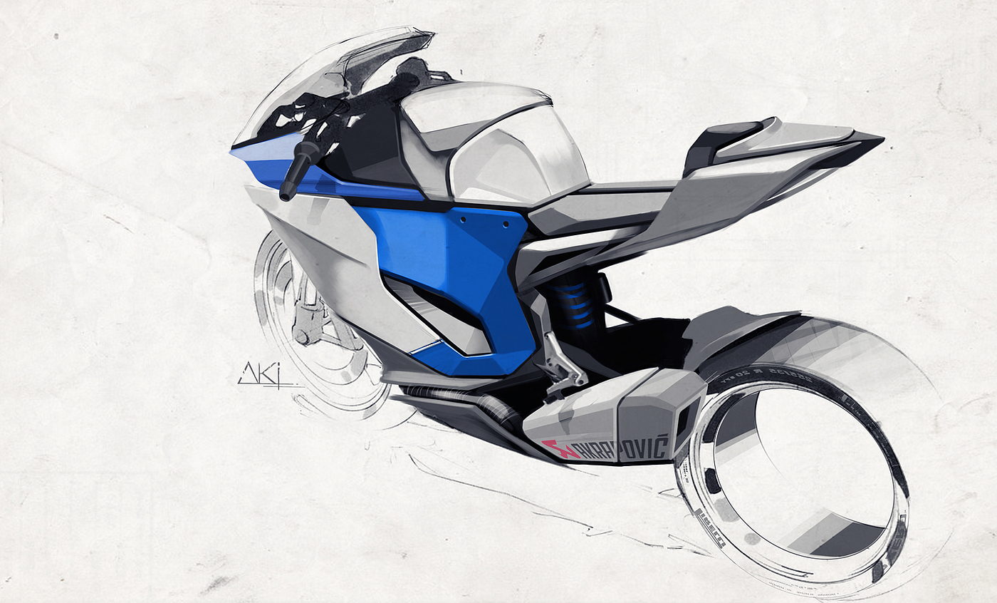 摩托车设计，手绘，