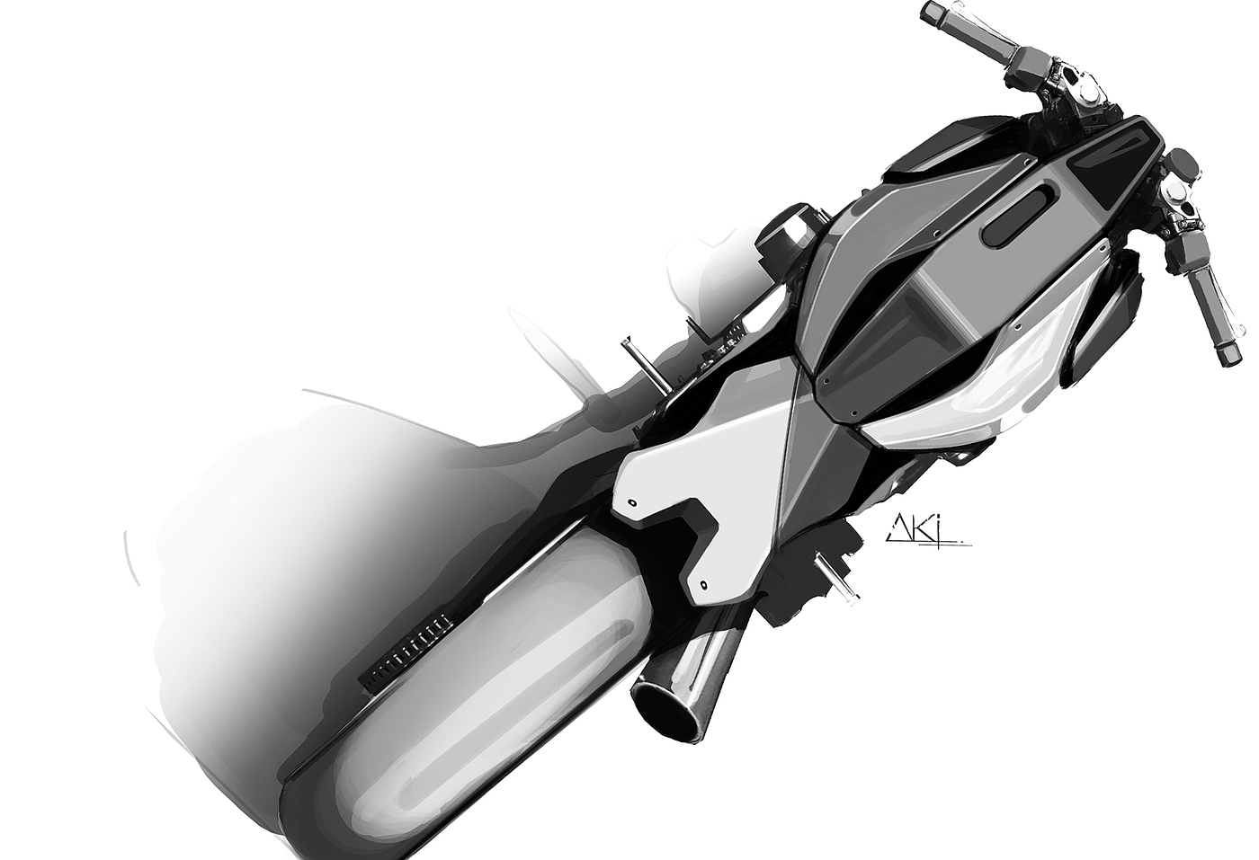 Motorcycle design，Hand drawn，