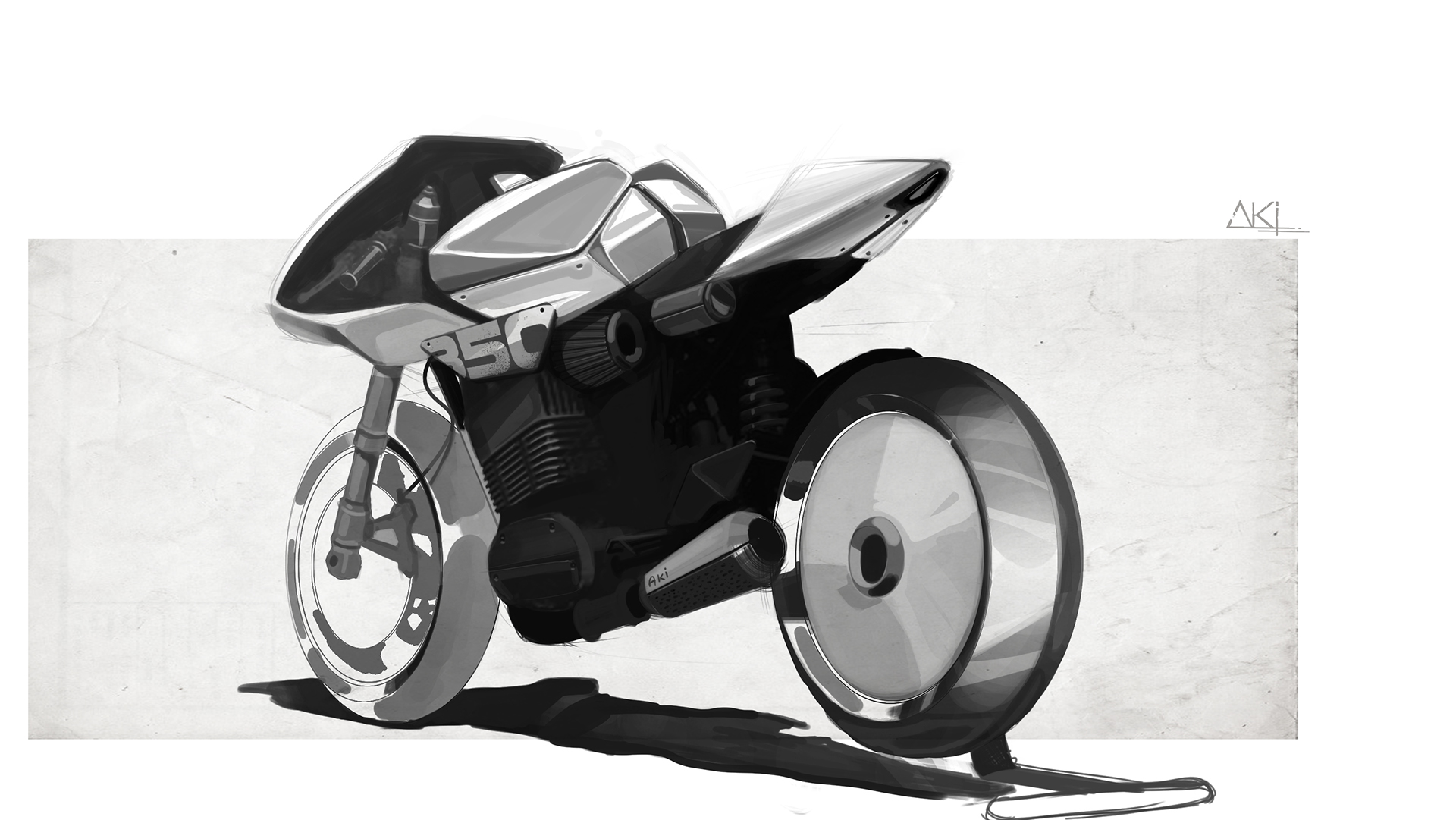 Motorcycle design，Hand drawn，