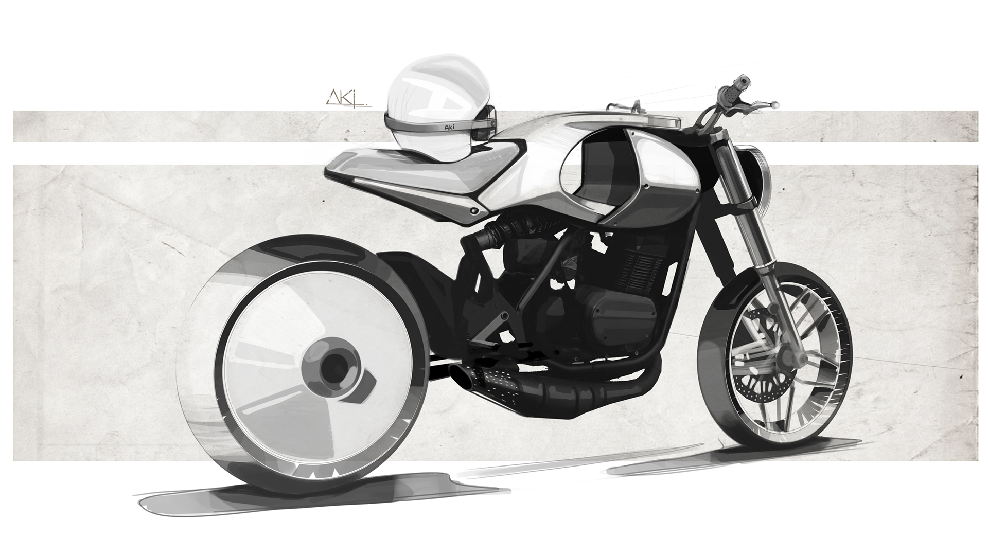 Motorcycle design，Hand drawn，