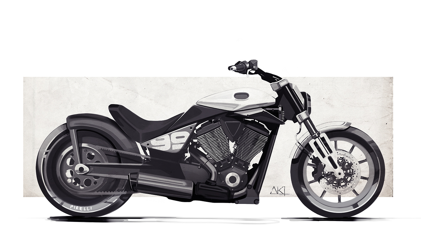 Motorcycle design，Hand drawn，