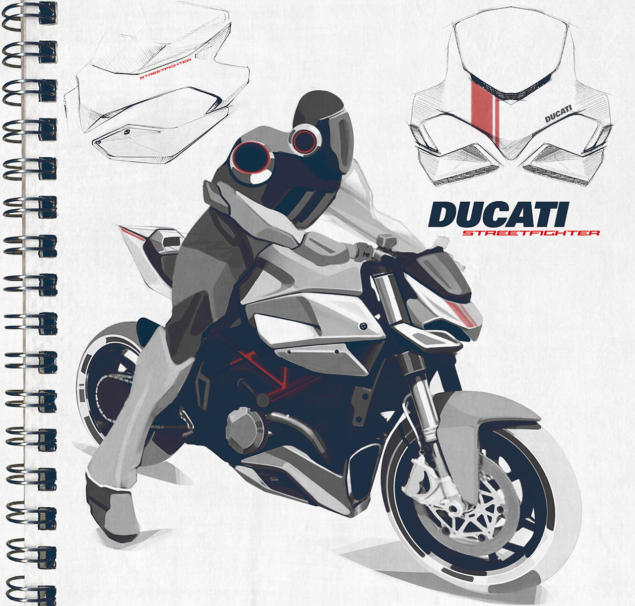 Motorcycle design，Hand drawn，