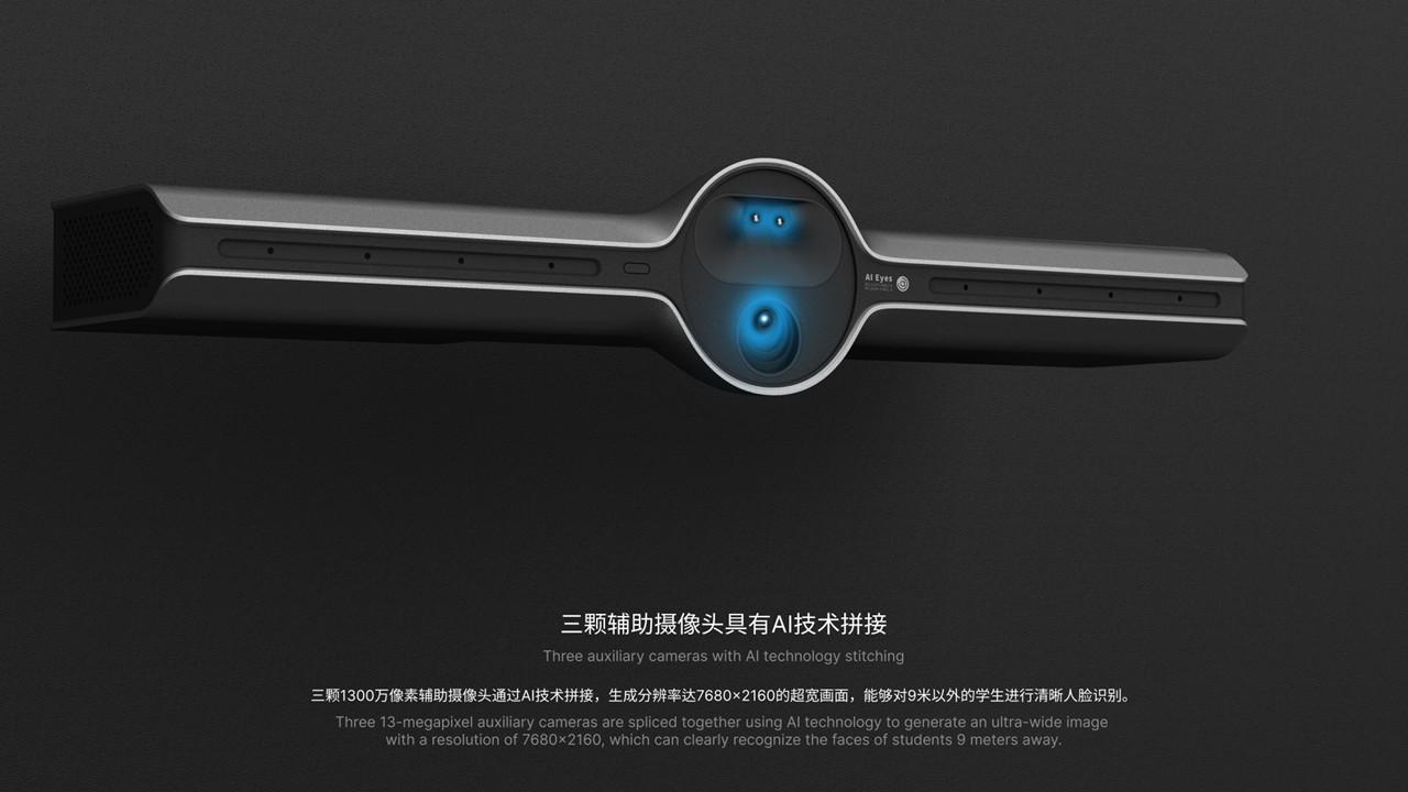 Four-eye camera, 8-array microphone, autonomous AI algorithm，