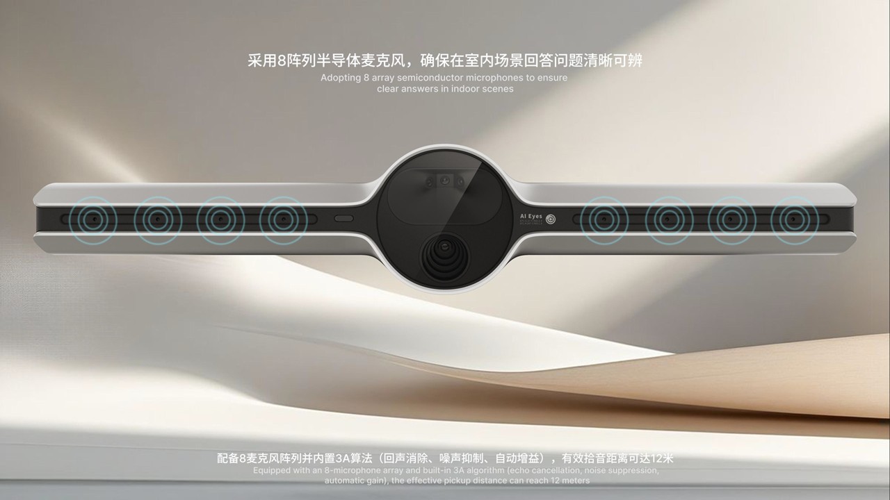 Four-eye camera, 8-array microphone, autonomous AI algorithm，