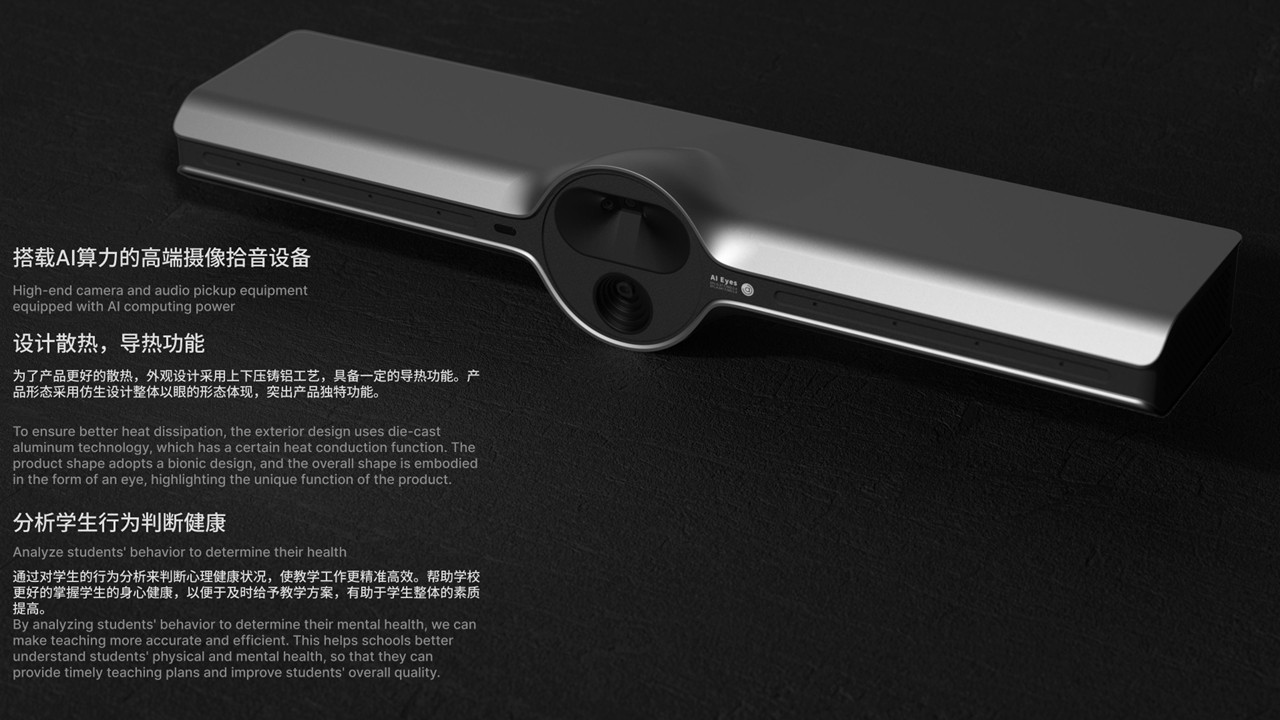 Four-eye camera, 8-array microphone, autonomous AI algorithm，