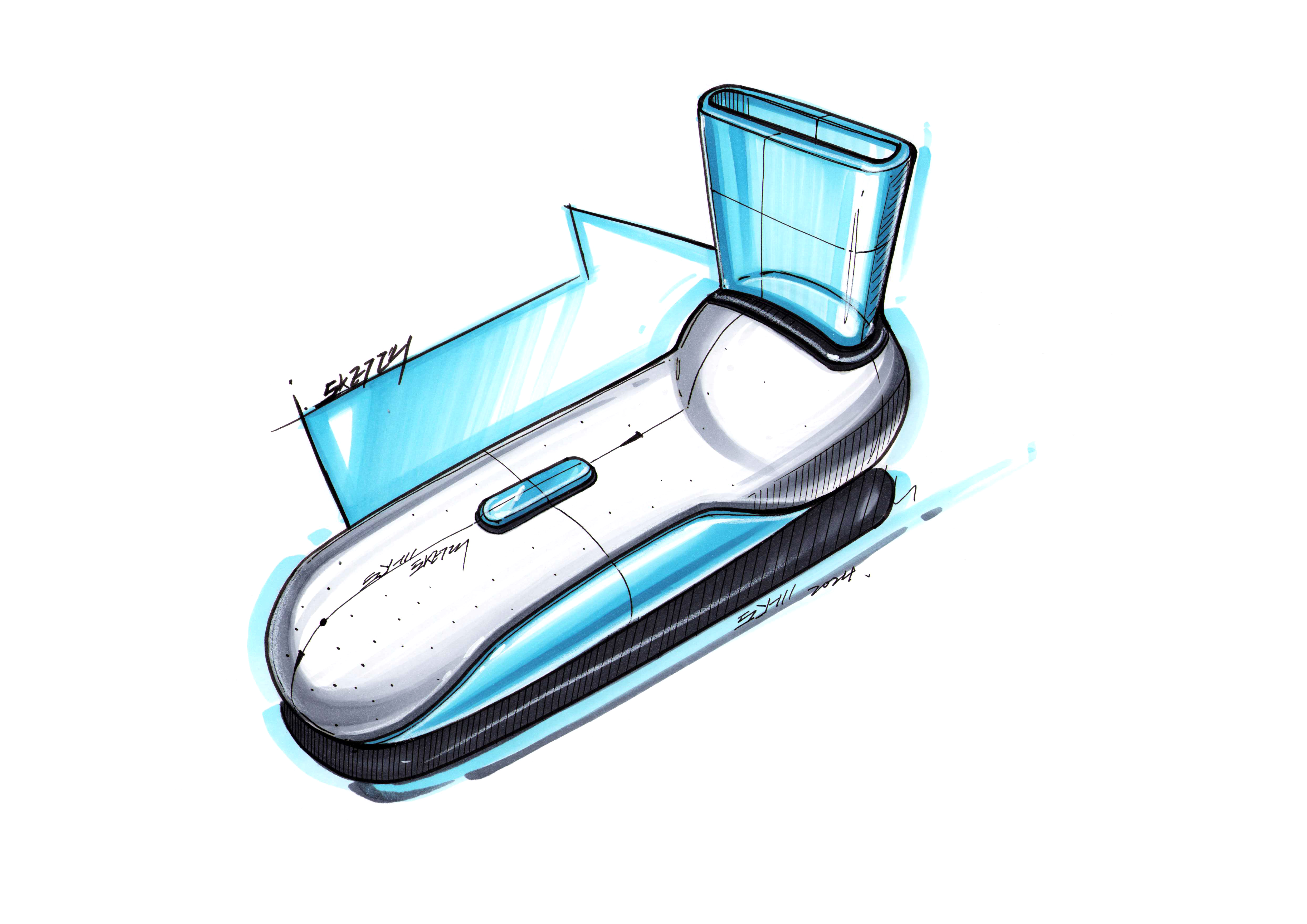 product design，industrial design，Hand drawn product design，Hand drawn industrial design，Mark pen coloring，Marker hand drawn，