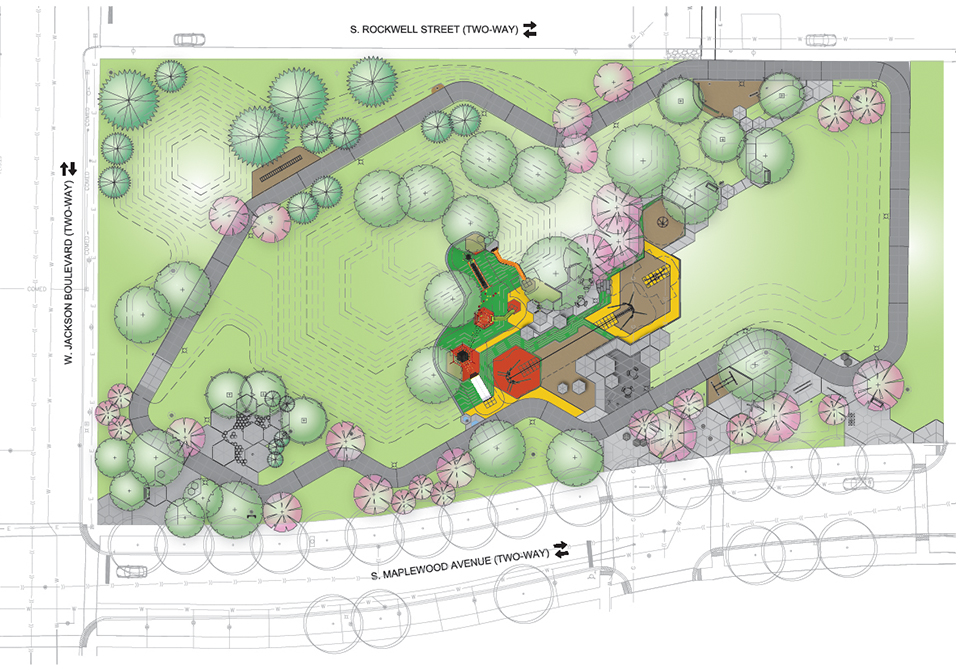 Amusement park design，environmental design，children，parent-child interaction ，outdoor，Play with water，sandy beach，forest，children，hexagon，